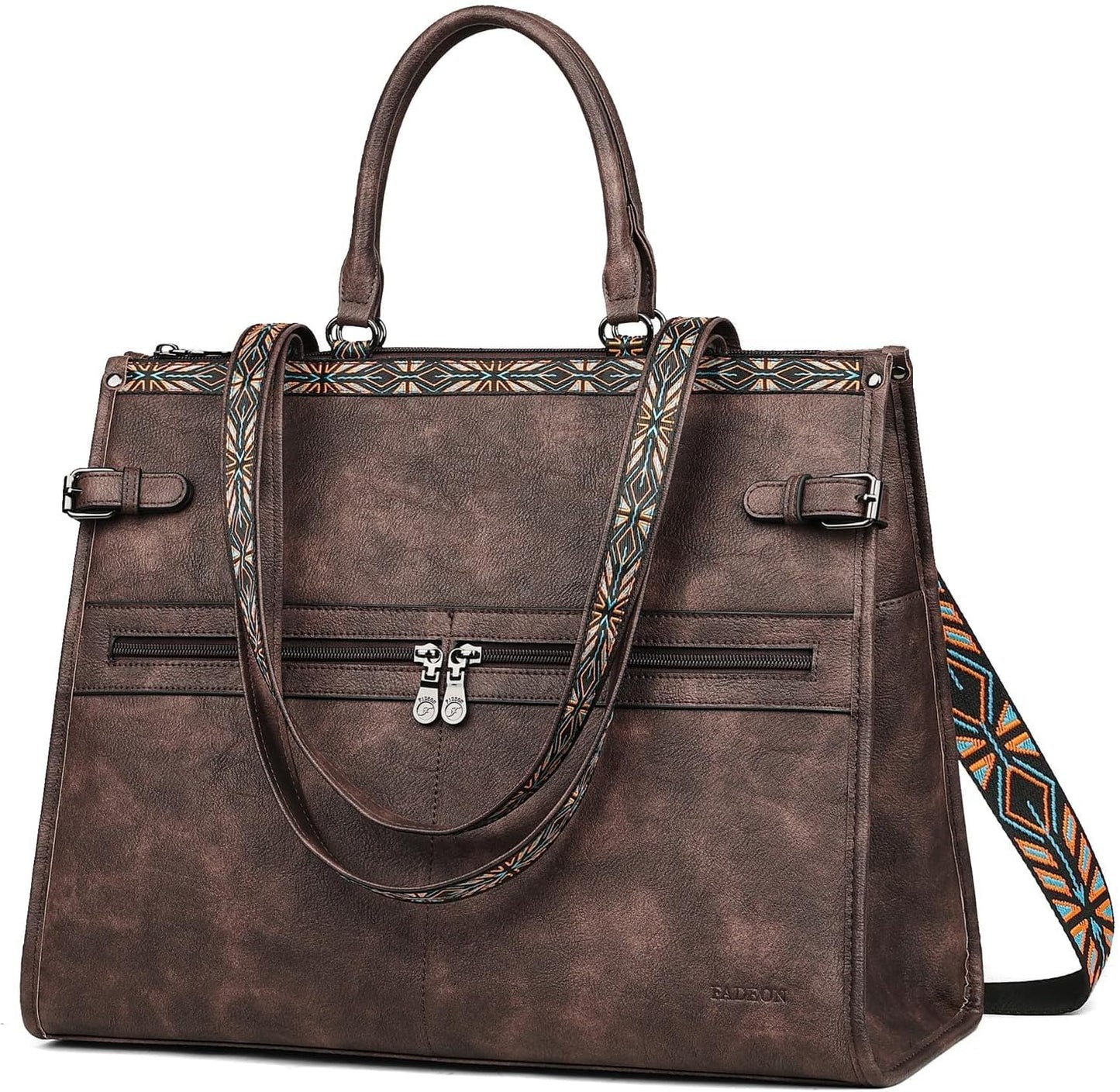 FADEON Laptop Bag for Women Designer PU Leather Large Tote Bags Backpack Purses with 15.6 Laptop Compartment Shoulder Handbag