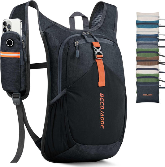 15L Small Hiking Backpack for Men Women Foldable Packable Back Pack Ultralight Hiking Daypack for Travel Camping Outdoor, Black