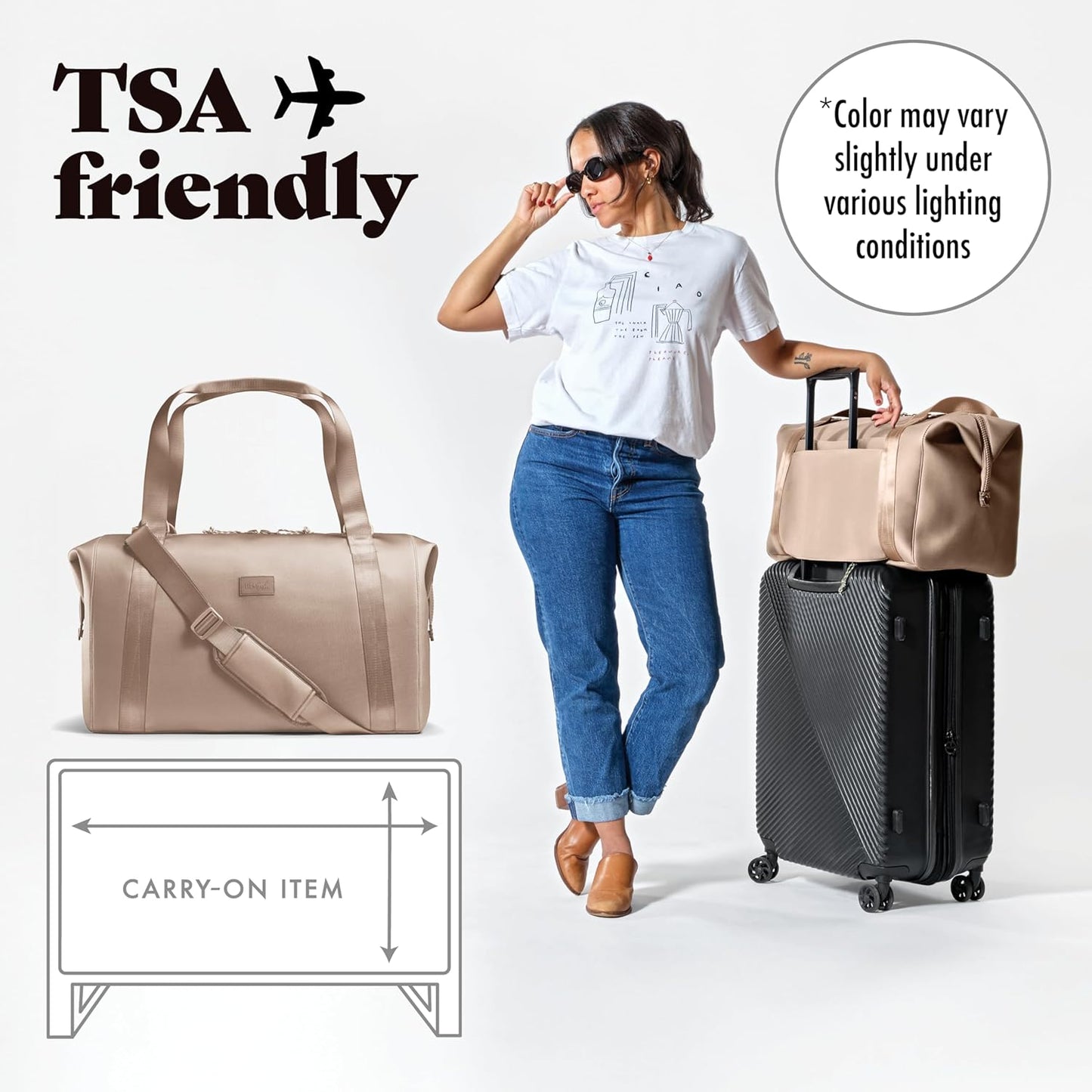 Fit & Fresh Premium Neoprene Weekender Bag With Trolley Sleeve - Large Overnight, Carry-on, Duffel, Gym, and Hospital Bag for Labor & Delivery