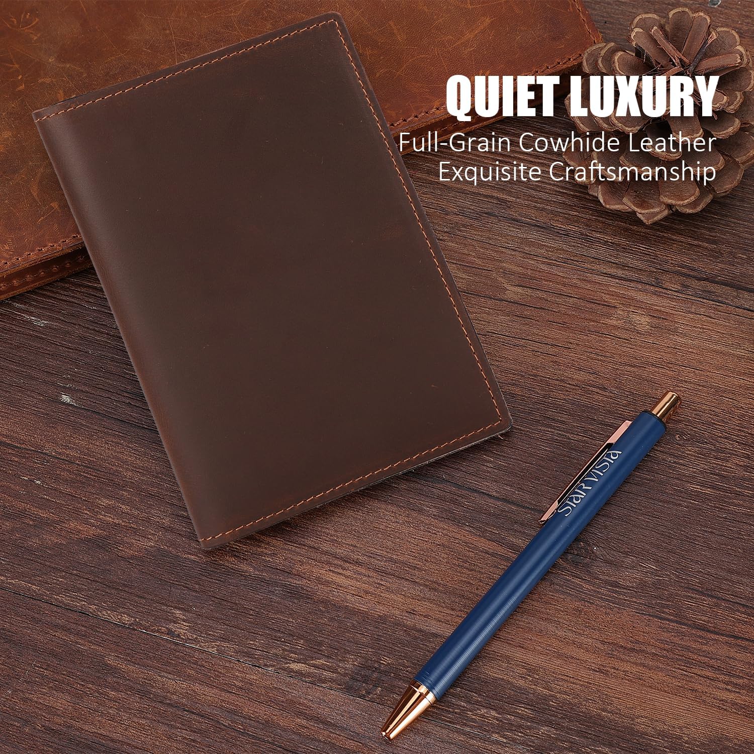STAR VISTA Albatross Leather Travel Passport Holder, Minimalist Design, Full Grain Leather Case for