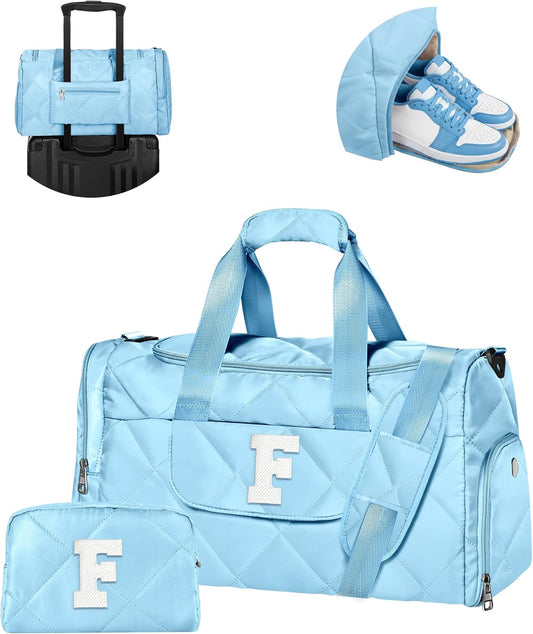Personalized Duffle Bag for Women Girls, Gifts for Women Teen Girls, Letter Travel Bag with Trolley Sleeve & Shoe Compartment, Gifts for Mom, Friends, Sister, Daughter, Birthday Gift Idea