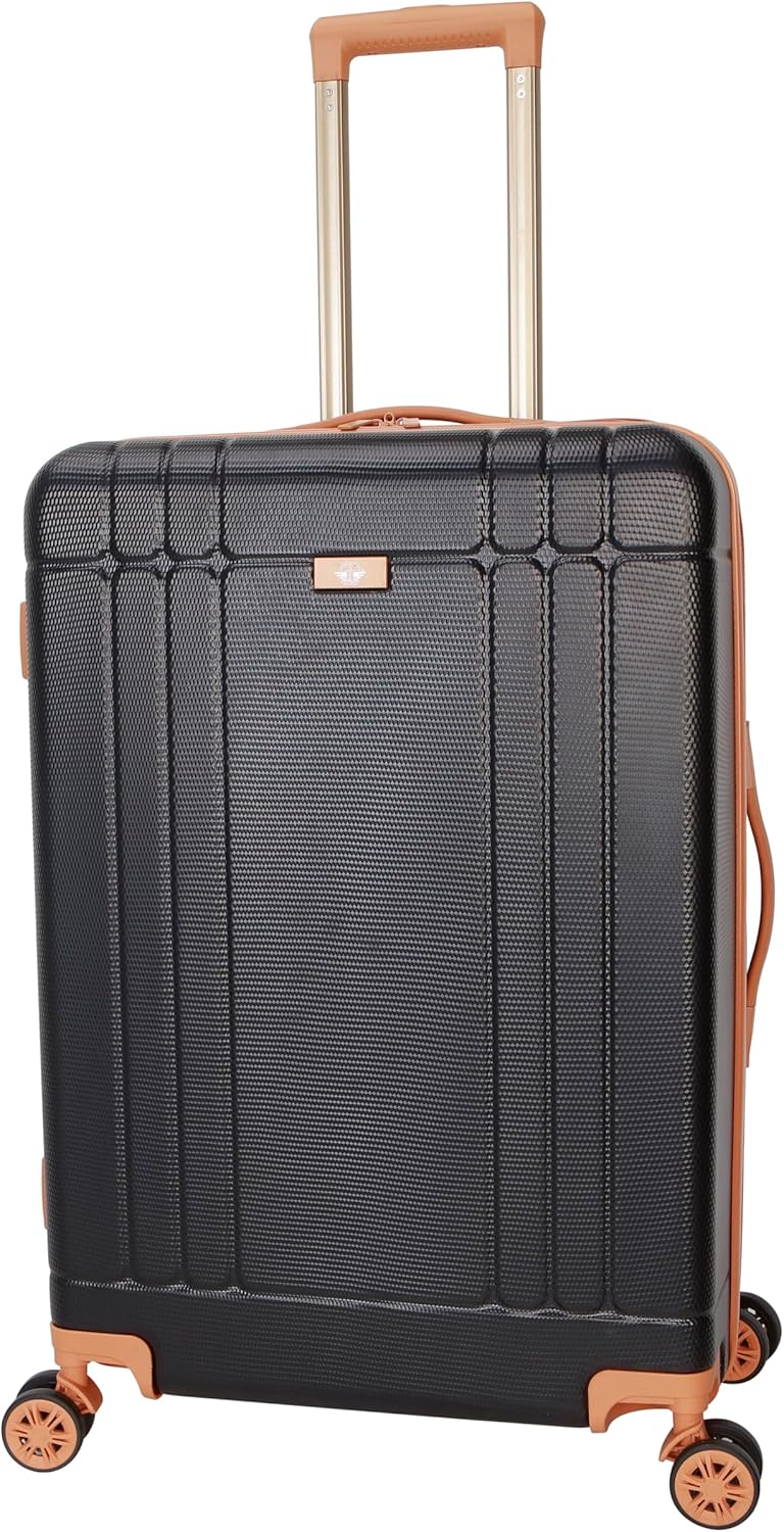 Dockers Hooper Hardside Expandable 8-Wheel Spinner Travel Luggage, Black, 24-Inch Checked