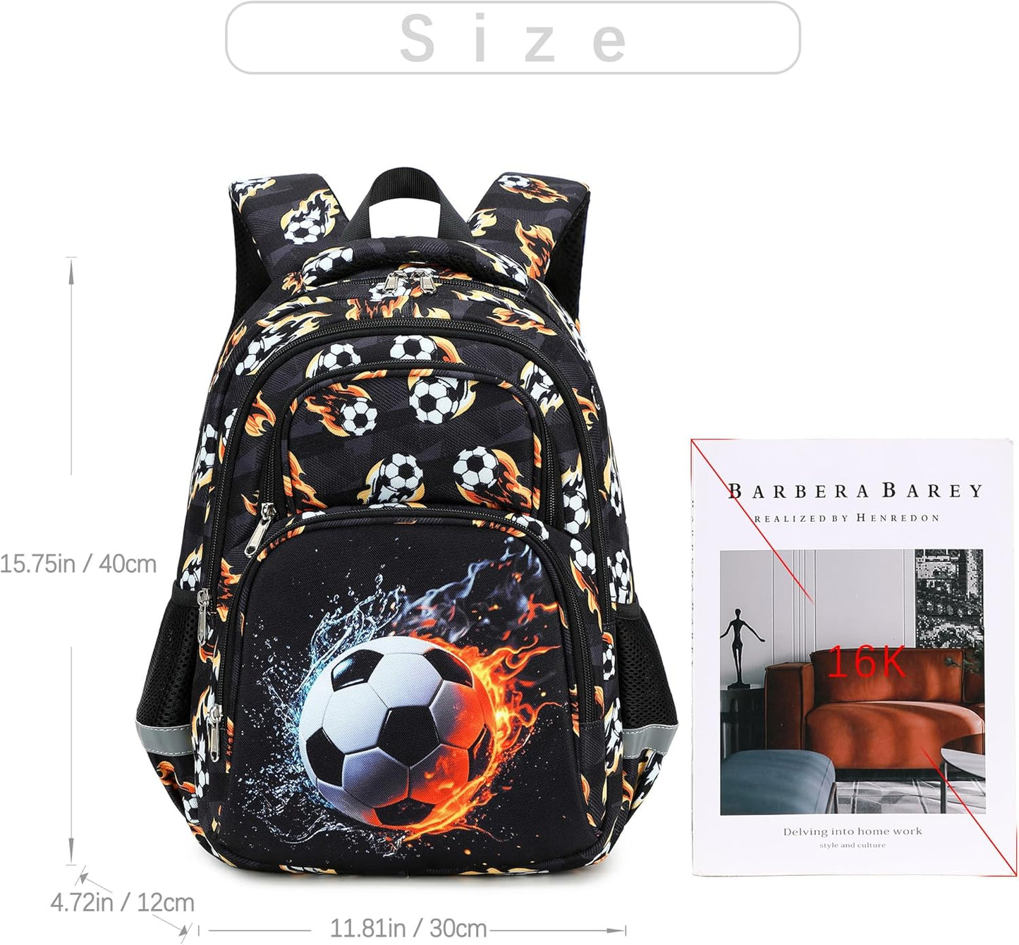 abshoo Cute Soccer School Backpack For Boys Elementary Kindergarten Kids School Bag (Soccer Black)
