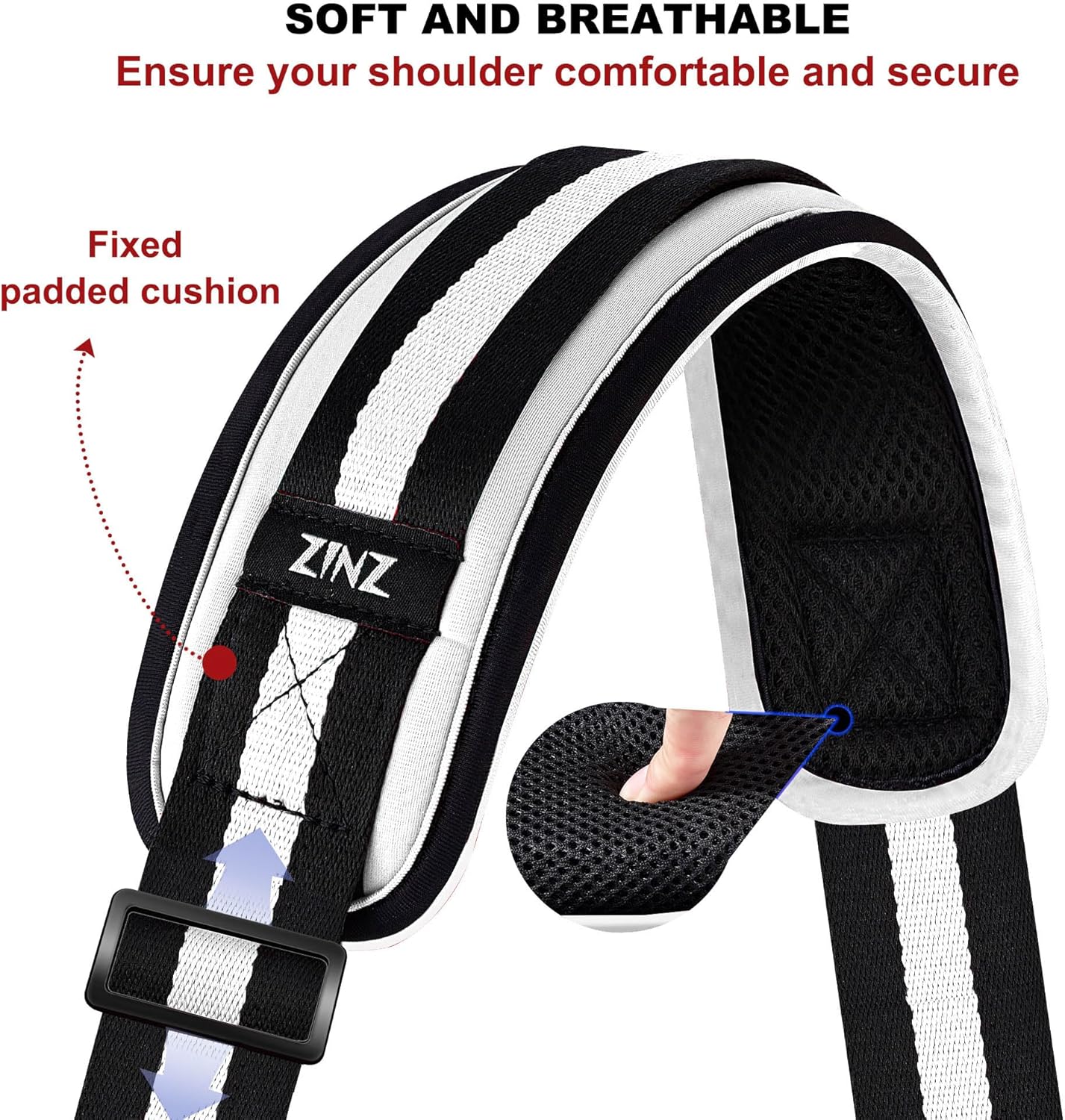 ZINZ 79.5" Universal Bag Strap with Ultra-Thick Fixed Breathable Pad Adjustable Heavy-Duty Shoulder