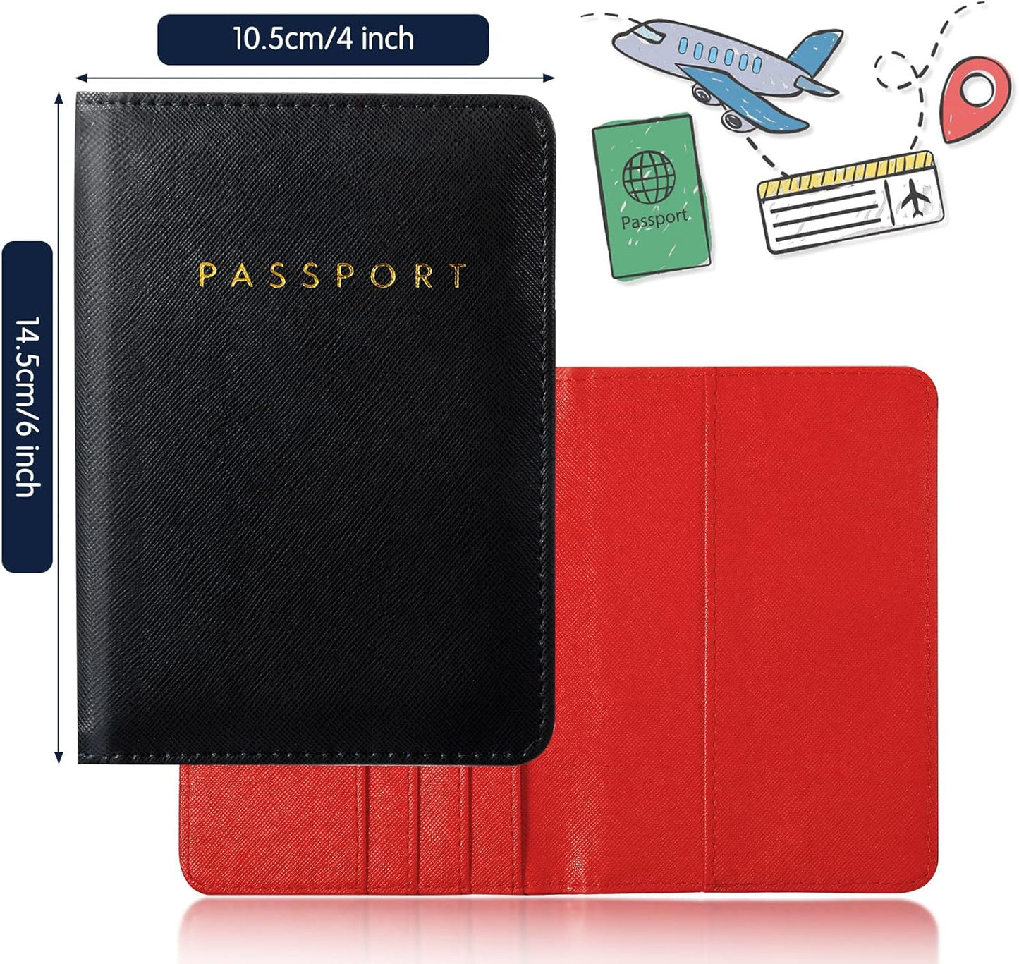 Frienda 2 Pieces Bridal Passport Covers Holder Waterproof Leather Holder Covers Travel Wallet Passport Case for Women and Men