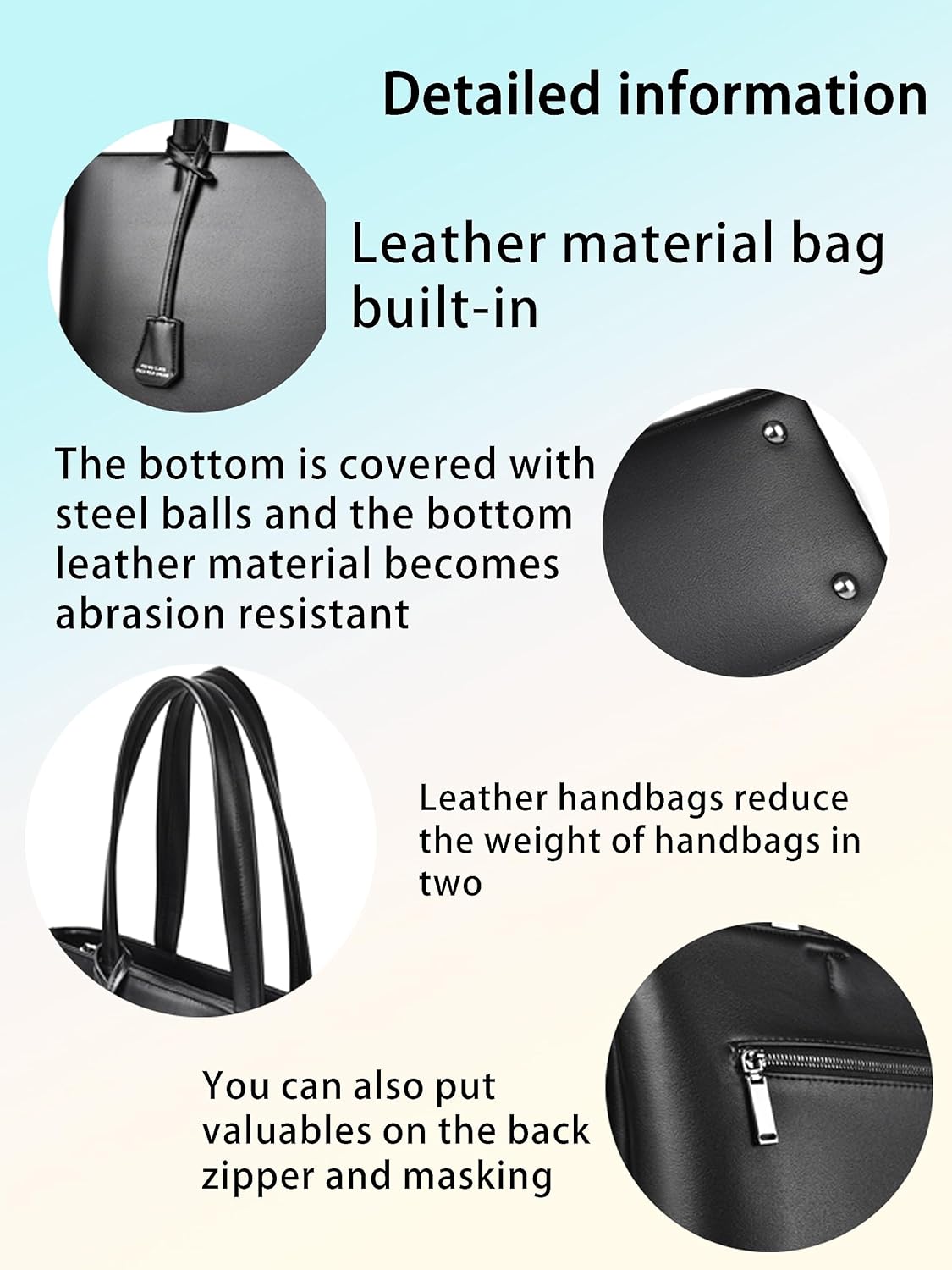 FSD.WG Men's Tote Bag,Business Bag, Leather Briefcase,Elegant Leather（PU）,Large Capacity,Black