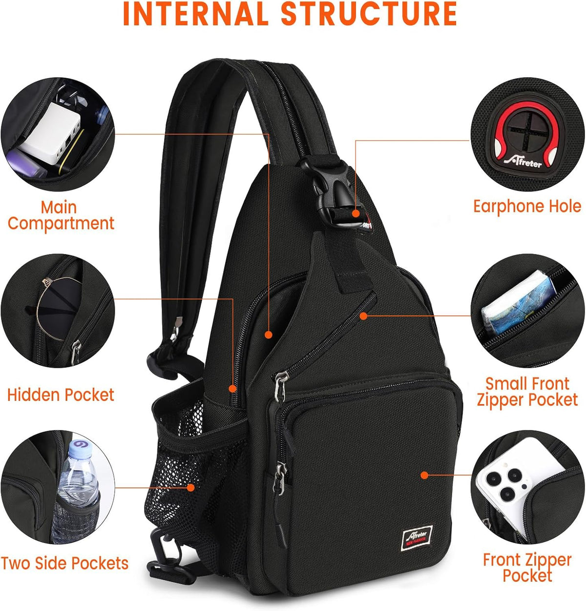 Crossbody Sling Backpack Men and Women Sling Bag Shoulder Backpack Travel Hiking Chest Bag Daypack