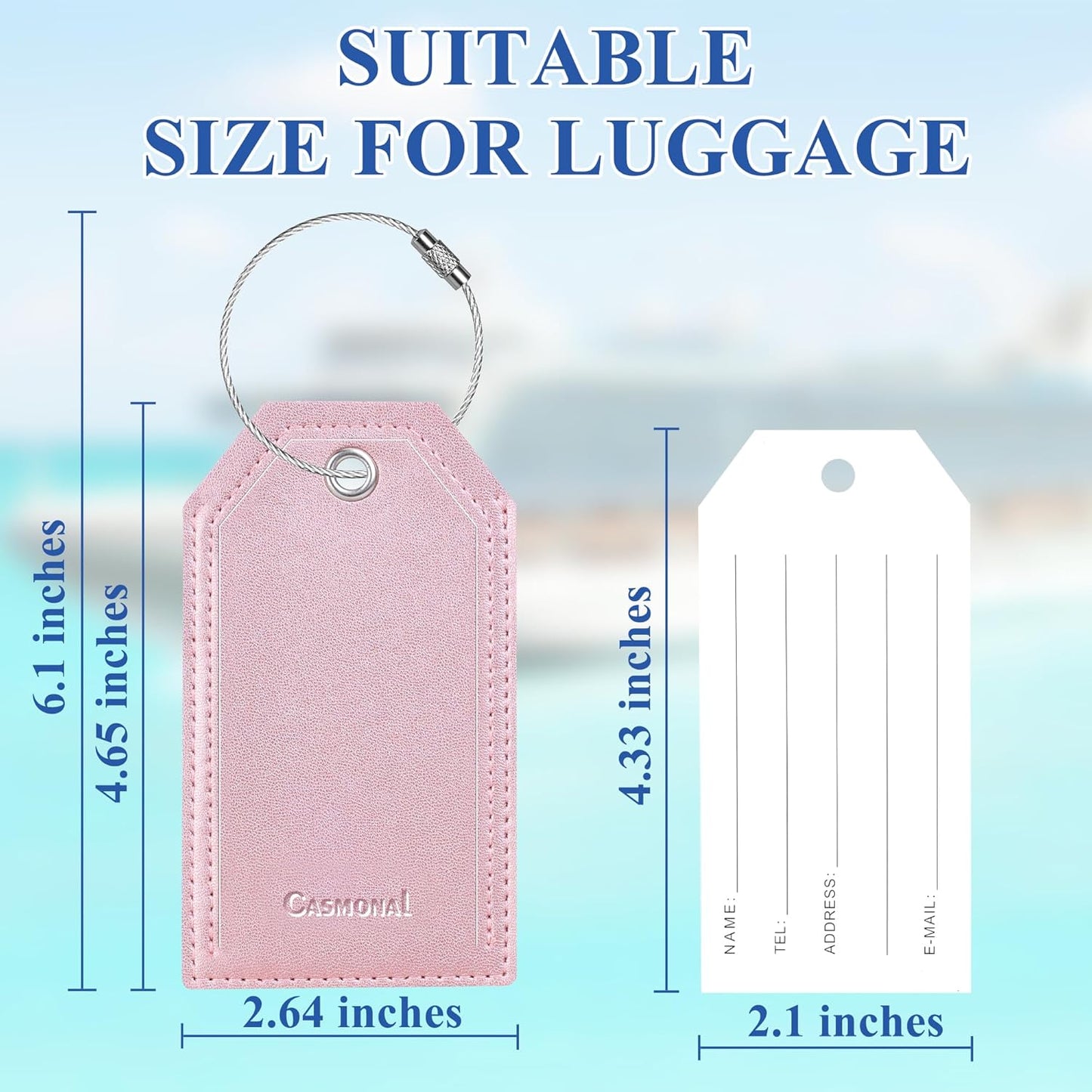 Luggage Tag & Initial Baggage Tags for Suitcases Leather Bag Tags for Backpacks Handbag School Instrument with Name ID Label Travel Essentials, Unique Fun Rose Gold Personalized Luggage Tags 2 Pack