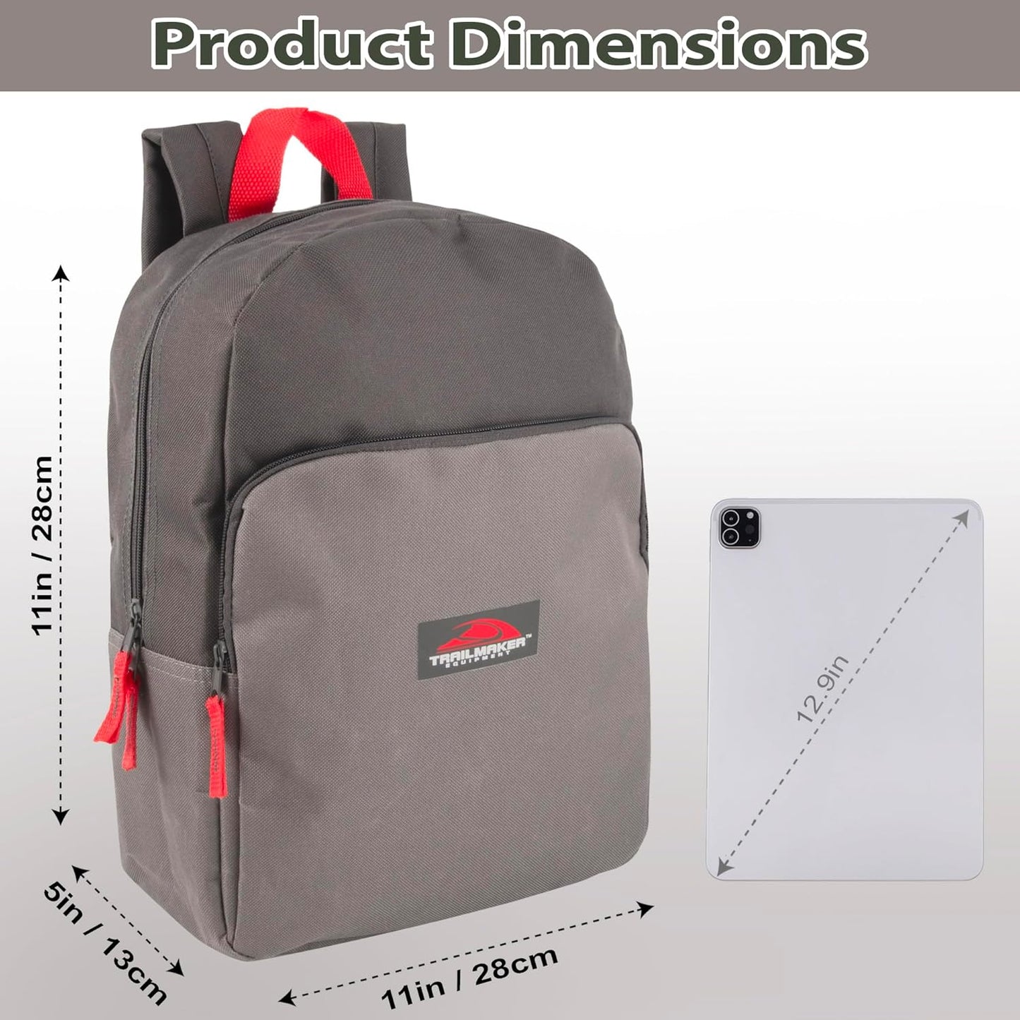 Color Block Backpacks for School Boys and Girls, 15 Inch Two Tone Colorful Small Travel Backpack for Kids (Grey)