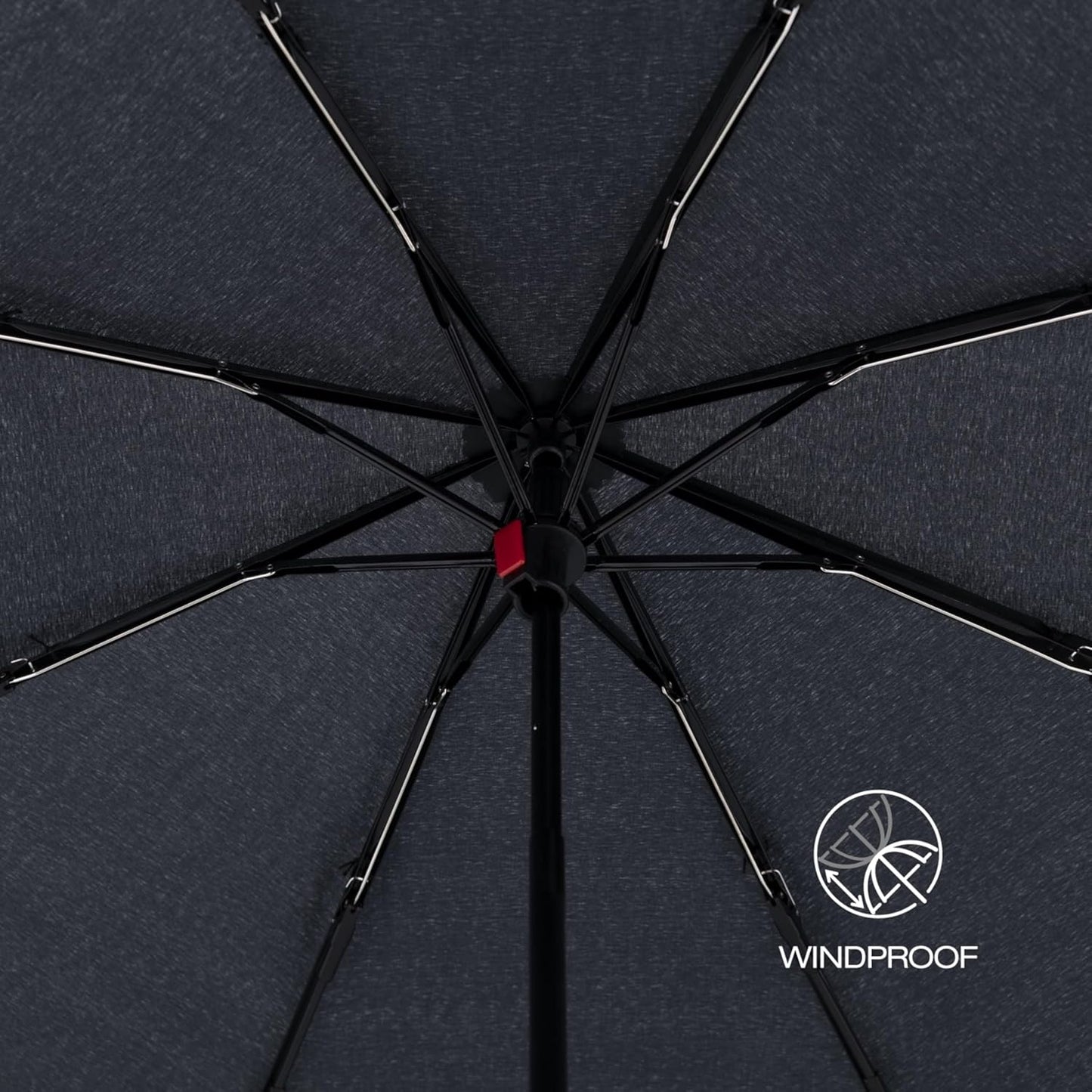 Knirps A.050 Black Manual Open Close Travel Rain Umbrella for Adults – Ultra Lightweight, Compact Windproof 38.5" Water Resistant Canopy, Steel Aluminum Frame, Travel Case Included