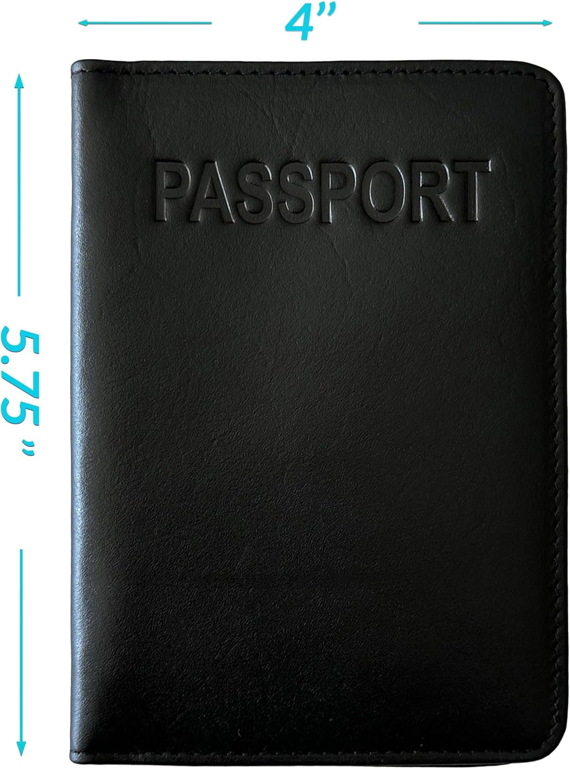 Black Basic Genuine Leather RFID Passport Cover