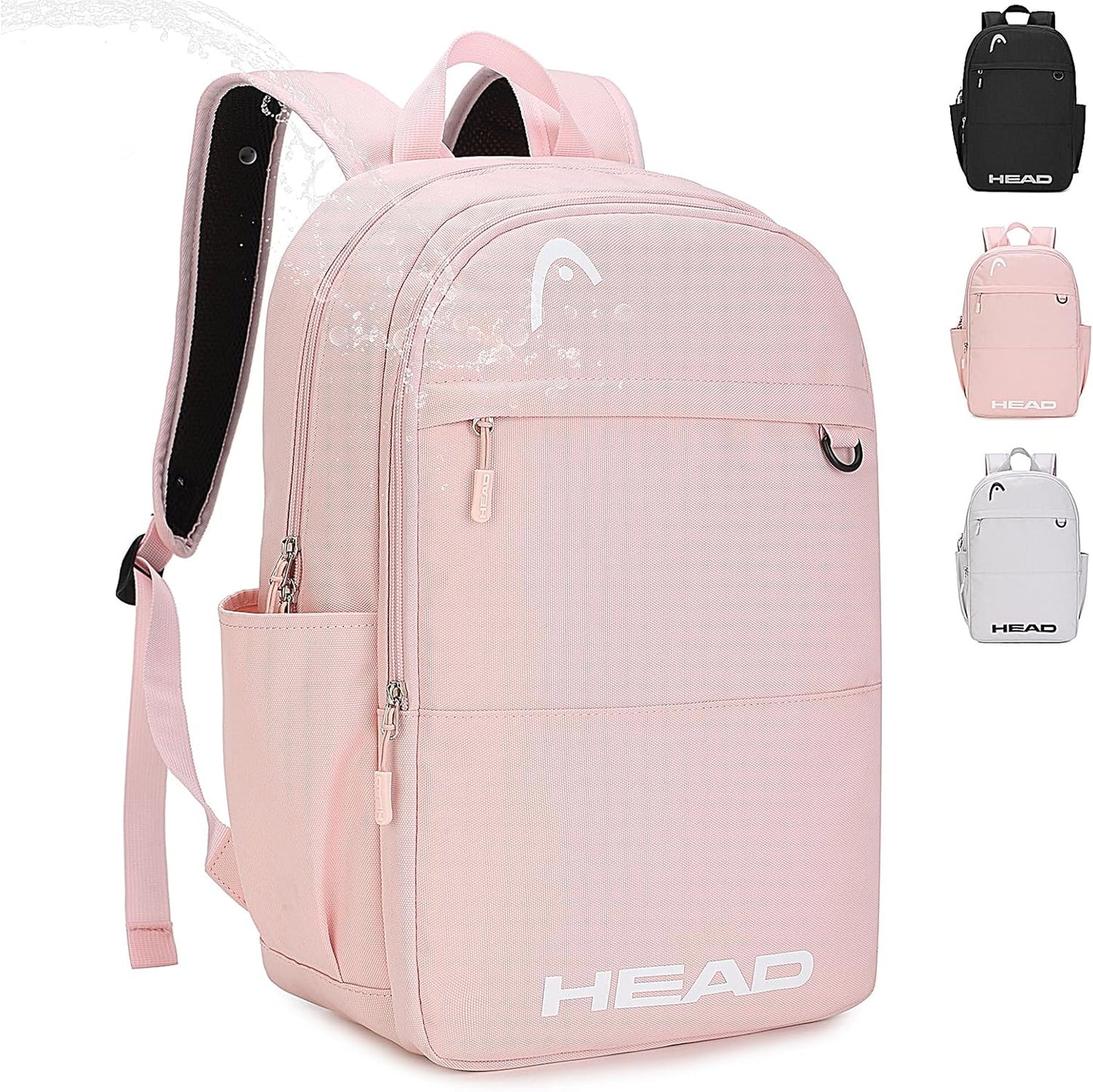 HEAD Waterproof Travel Backpack for Women & Men, Lightweight Laptop Backpack Computer Bags fits 15.6 inch Notebook, Casual Daypack College Backpacks for Weekender Overnight/Sports Gym/Work/Fitness