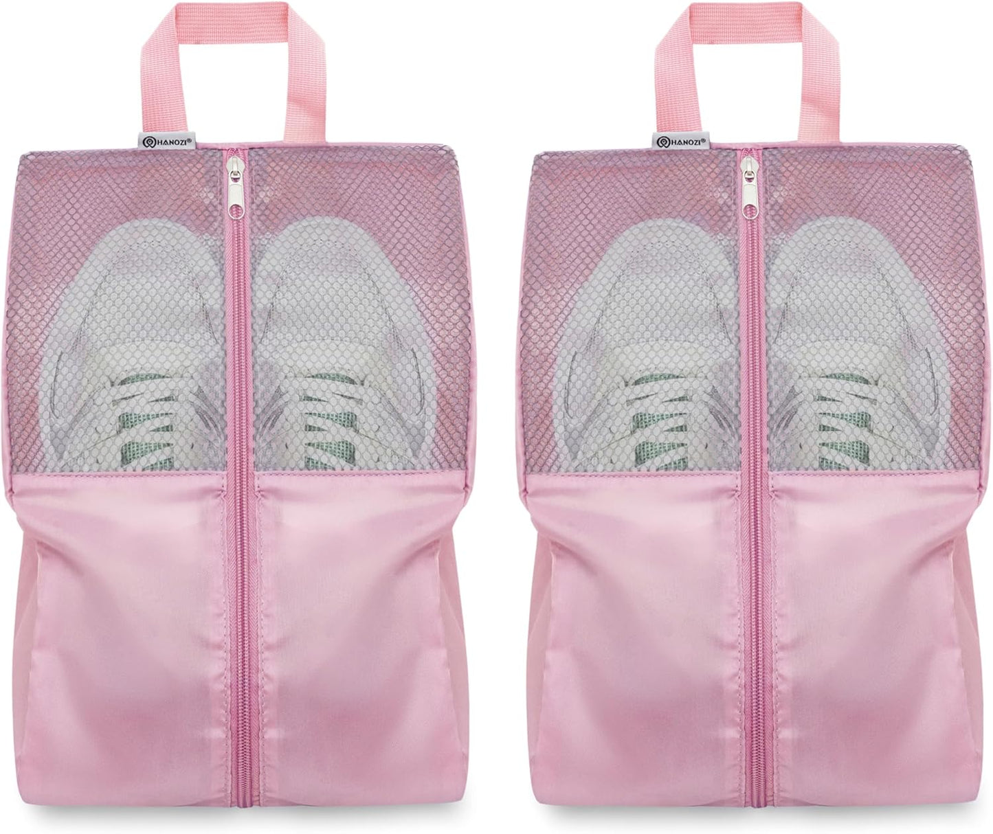 Shoe Bags For Travel, Used As For Storage or Shoe Travel Bag, Featuring Waterproof Nylon Sneaker Bag. (Light Pink, 2 Pack, Large)