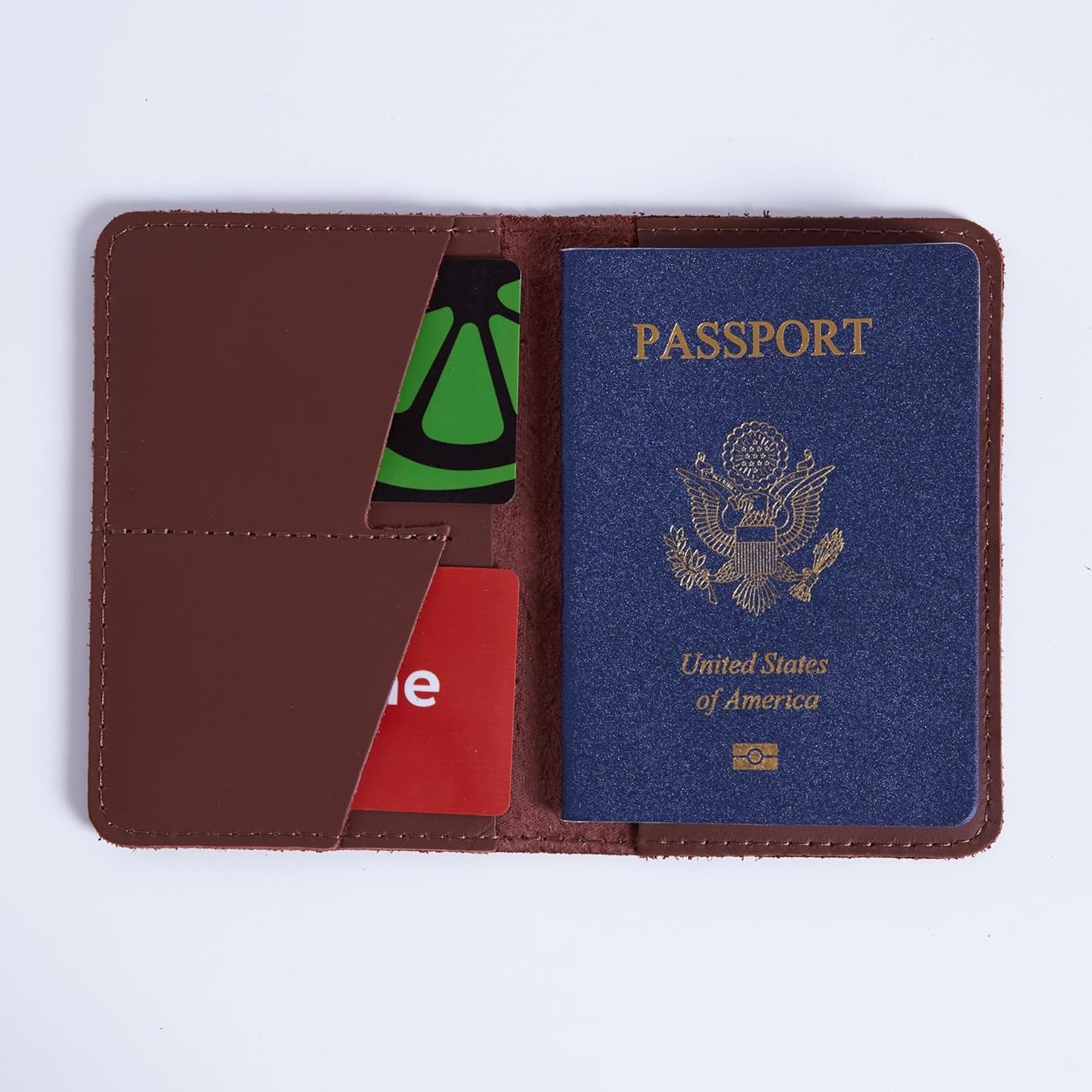 INCARNE US Passport Cover Clear - Travel Passport Wallet - Leather Passport Holder for Men Women Family with Card Slots & Note Compartmen - Sleeve Protector - Genuine Leather - Classic Brown