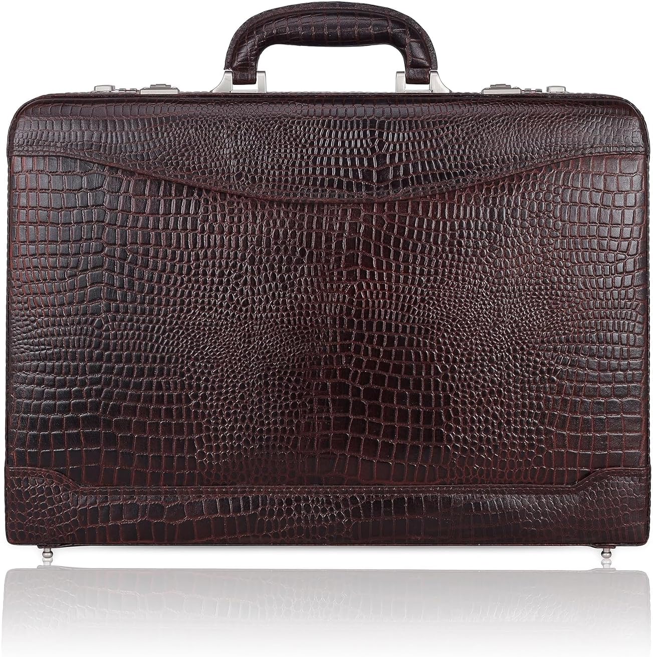 Full Grain Leather Briefcase Attache Case For Unisex Size L18 * W5 * H12 Inches Expandable