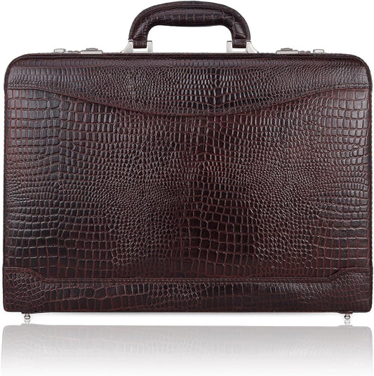 Full Grain Leather Briefcase Attache Case For Unisex Size L18 * W5 * H12 Inches Expandable Briefcase Bag