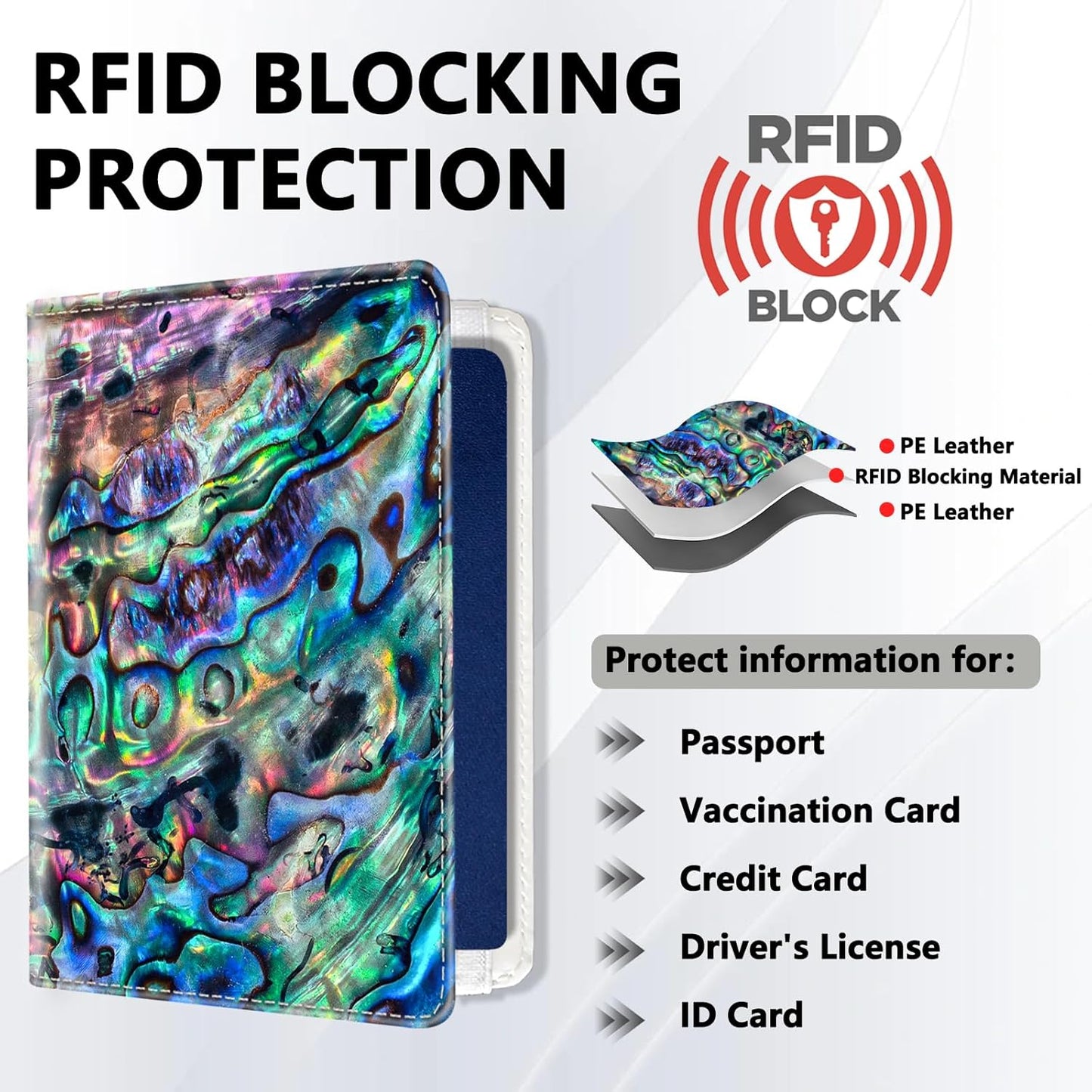 Passport Holder for Travel, Cute Passport Cover for Women Men, Waterproof PU Leather Rfid Blocking Passport Wallet with Credit Card Case for Travel Family, Boys Girls Travel Essentials