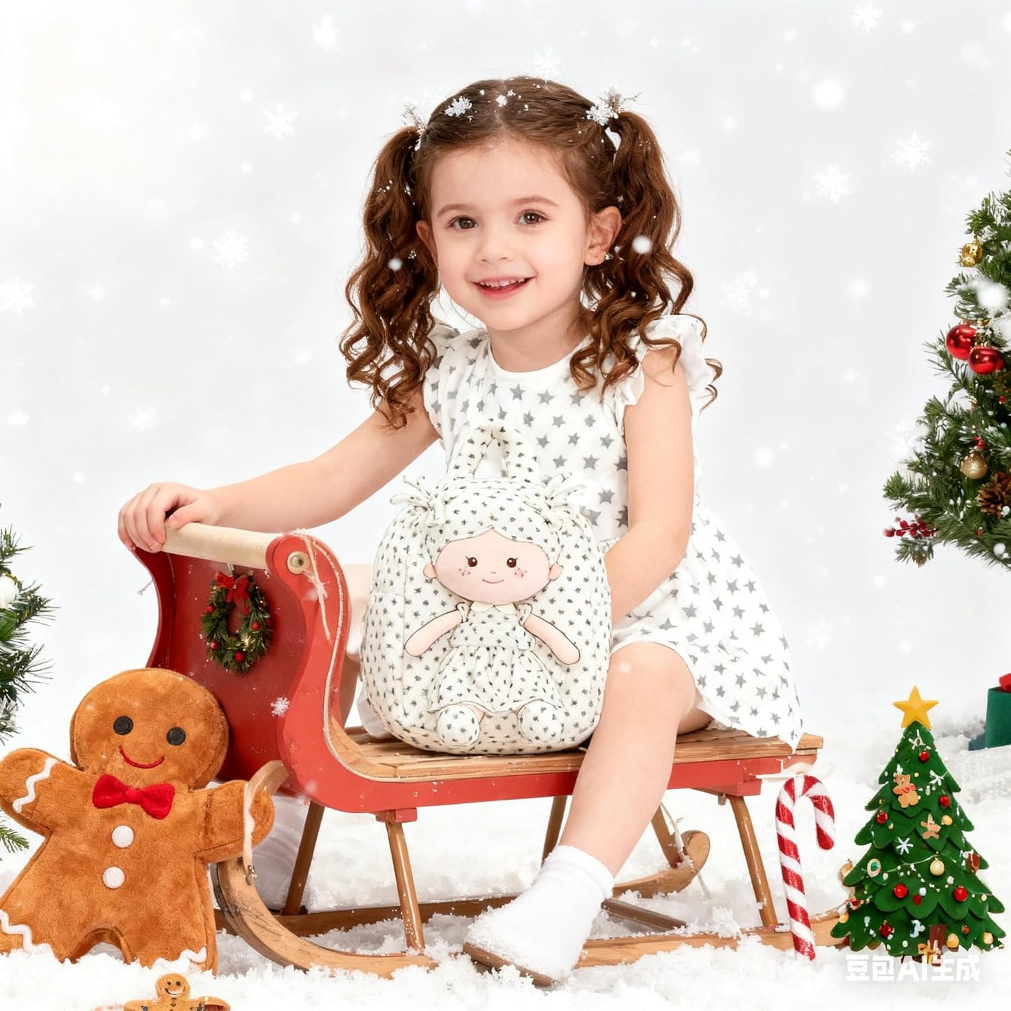 Onetoo Toddler Backpack for Girls 9” – Soft Plush Baby Doll Backpack, Cute Star Dress Stuffed Toy Bag, Perfect Birthday Christmas Gift for Kids, Preschool, Travel & Back to School