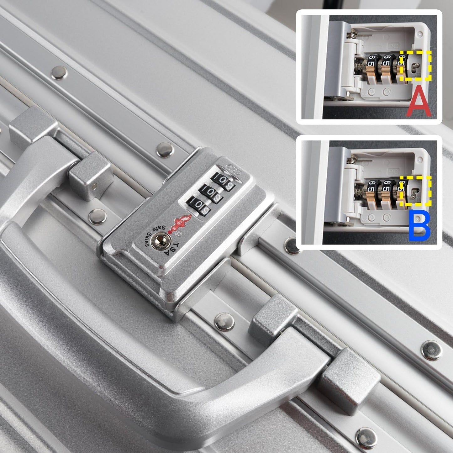 TRAVELKING All Aluminum Luggage Zipperless Hard Shell Luggage Case with TSA Lock Spinner Alloy