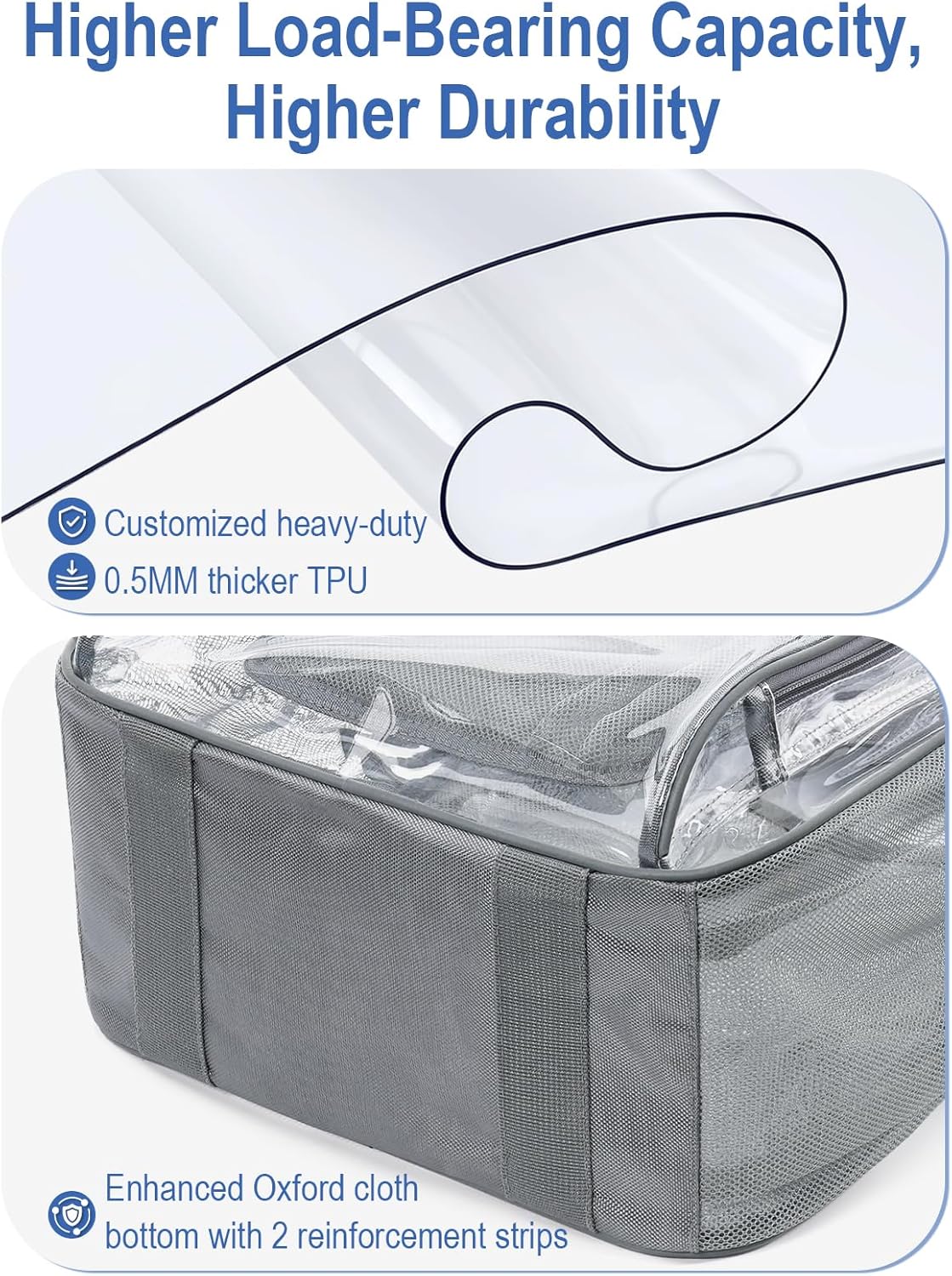 Heavy Duty Clear Backpack For Kids Women Men Boys Girls, 17 Inch Large See Through Backpack, 360° 3M Reflective Strips Clear Bookbag, Transparent Bag For School College Sport Work Travel, Grey