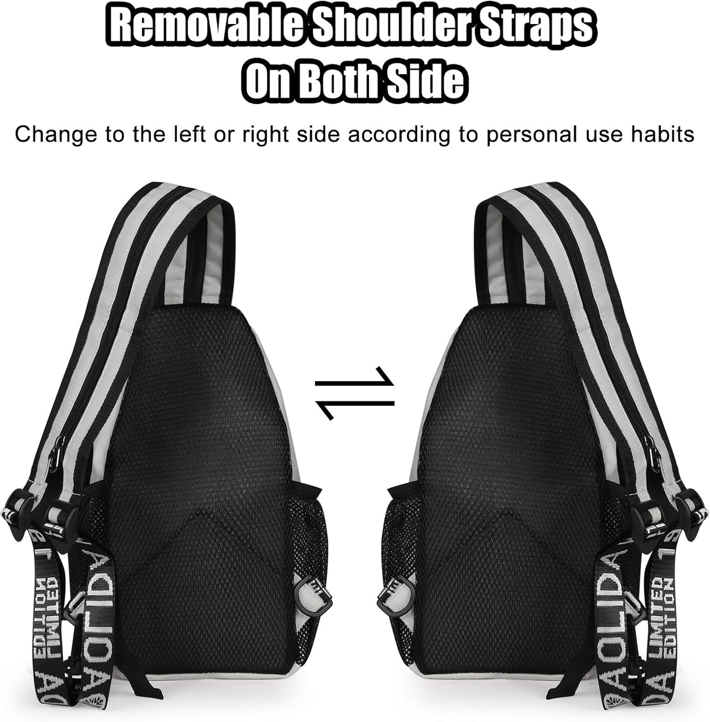 Sling Bag for Women Man Sling Backpack with Convertible Shoulder Strap Casual Backpack Daypack for Travel, Hiking and Daily Commute, (White, Small)