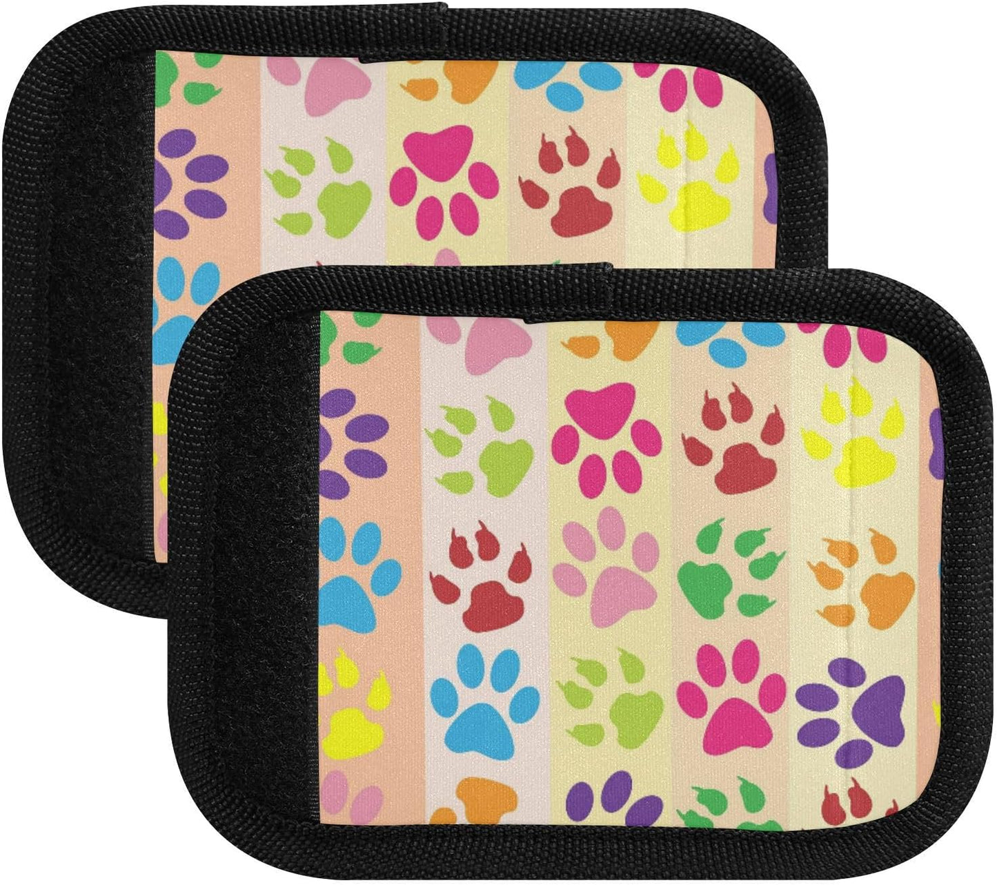 2Pcs Luggage Handle Wrap Suitcase Identifier Handle Covers Tags Soft Travel Bags Luggage Handle Gripper Accessories for Airplane Flying Paw Colorful