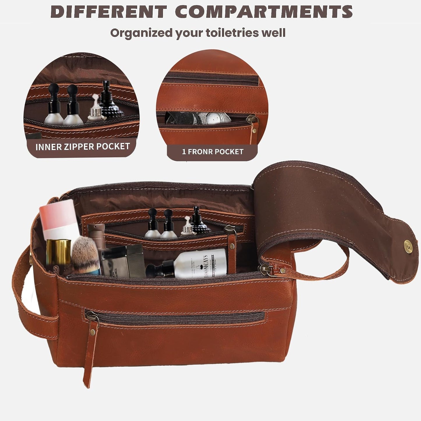 cuero Genuine Buffalo Leather Unisex Toiletry Bag Travel Leather Dopp Kit Made With High Class