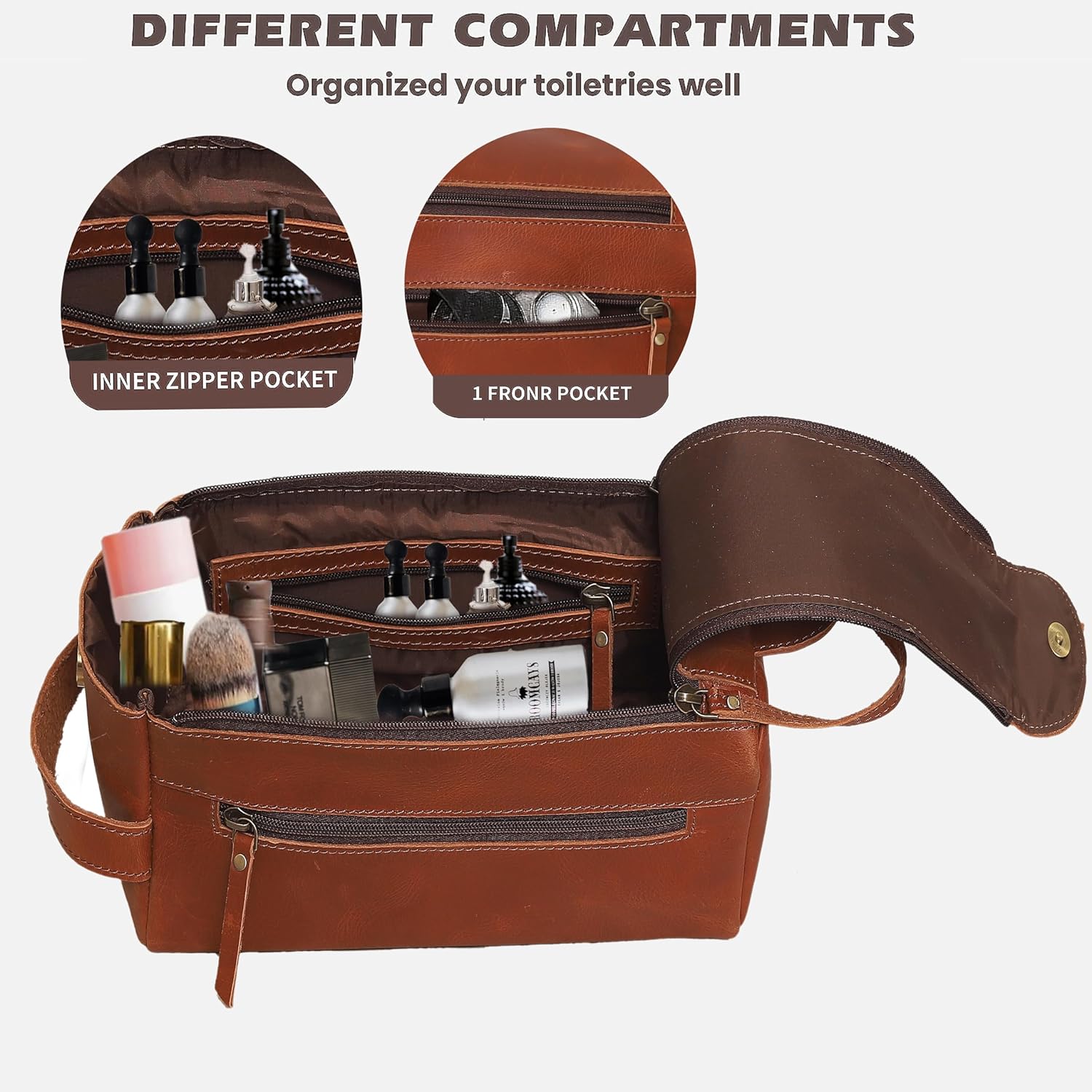 cuero Genuine Buffalo Leather Unisex Toiletry Bag Travel Leather Dopp Kit Made With High Class