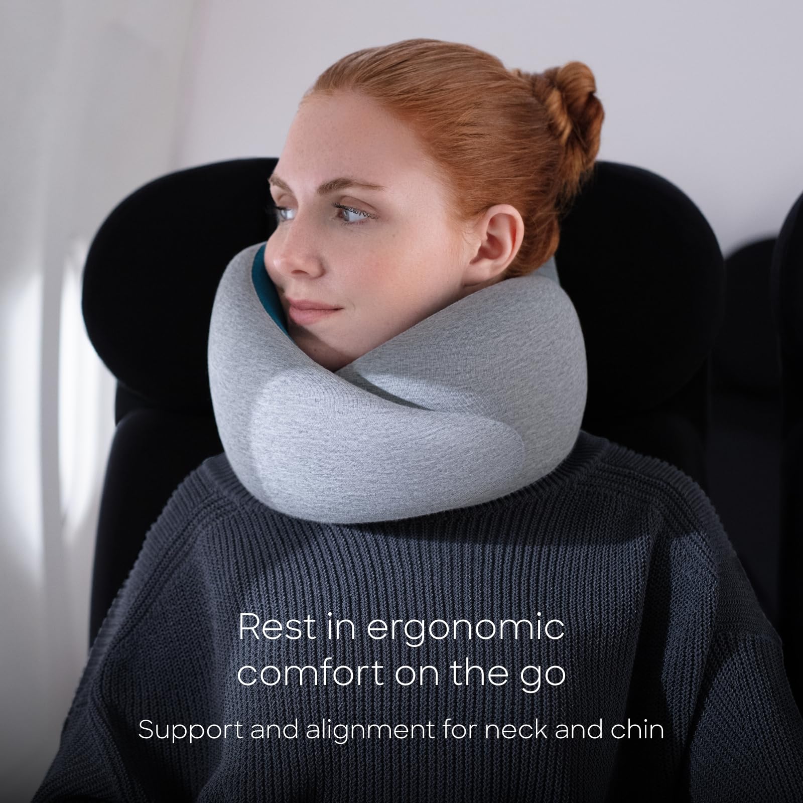 Ostrichpillow GO Travel Pillow, 360° Memory Foam Support, Soft & Washable