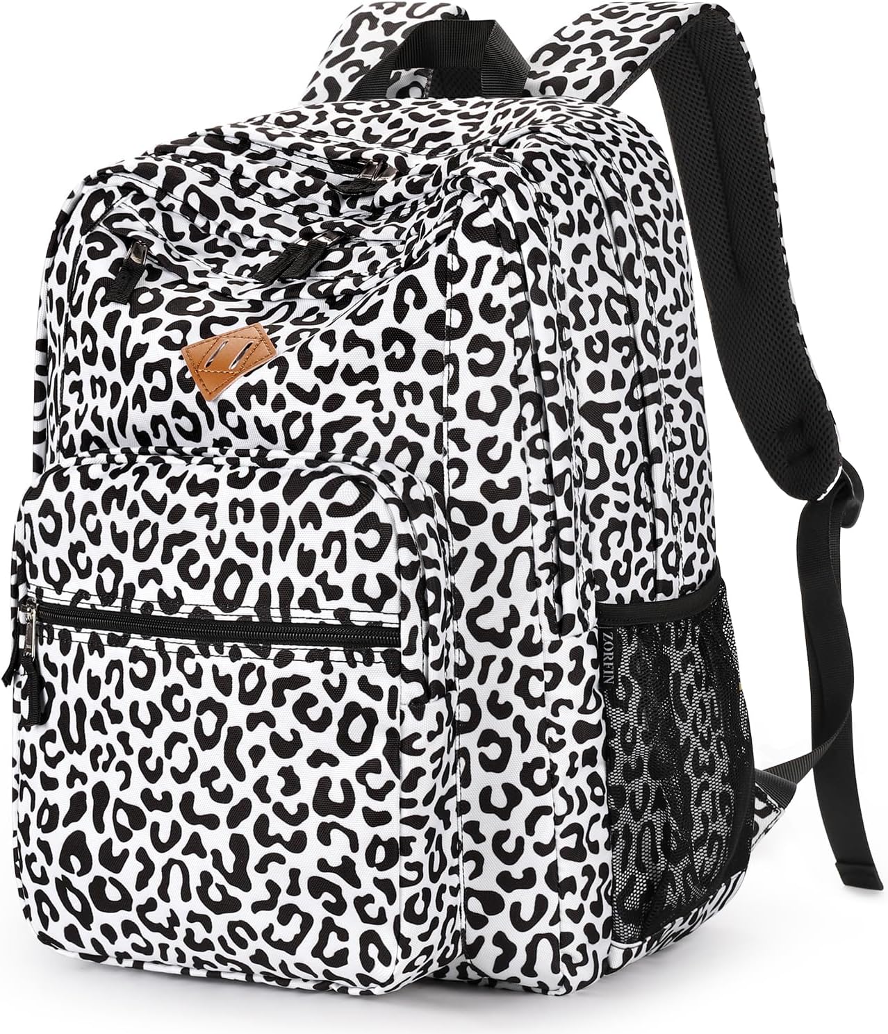 ZORFIN 26L Backpack for College, and Travel: Water Resistant Bookbag - Snow Leopard