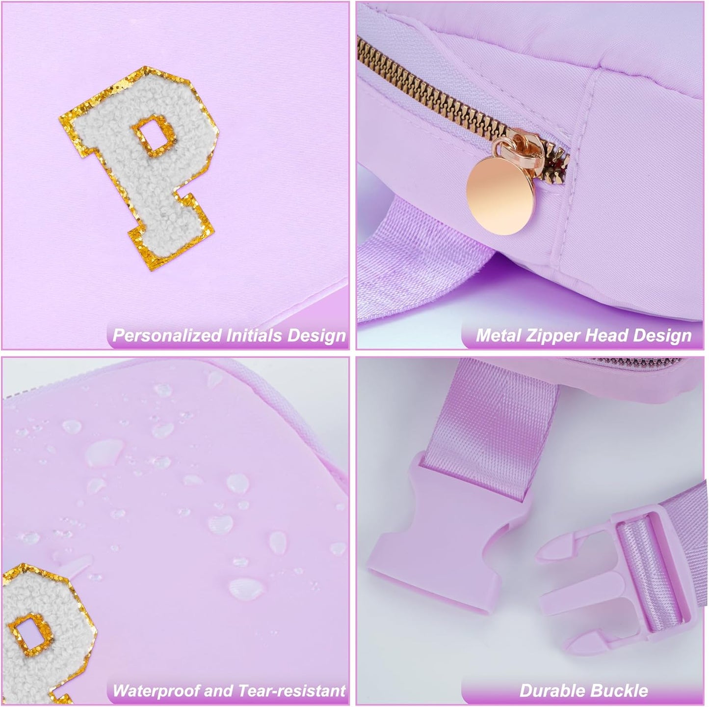Gifts for Girls 3 4 5 6 7 8 9 10 11 12 Year Old Teens Kids Daughter Sister Her - Fanny Pack Crossbody Bag Cute Stuff for Girls Teen Trendy Belt Bags | Initial White P,Lavender Bag