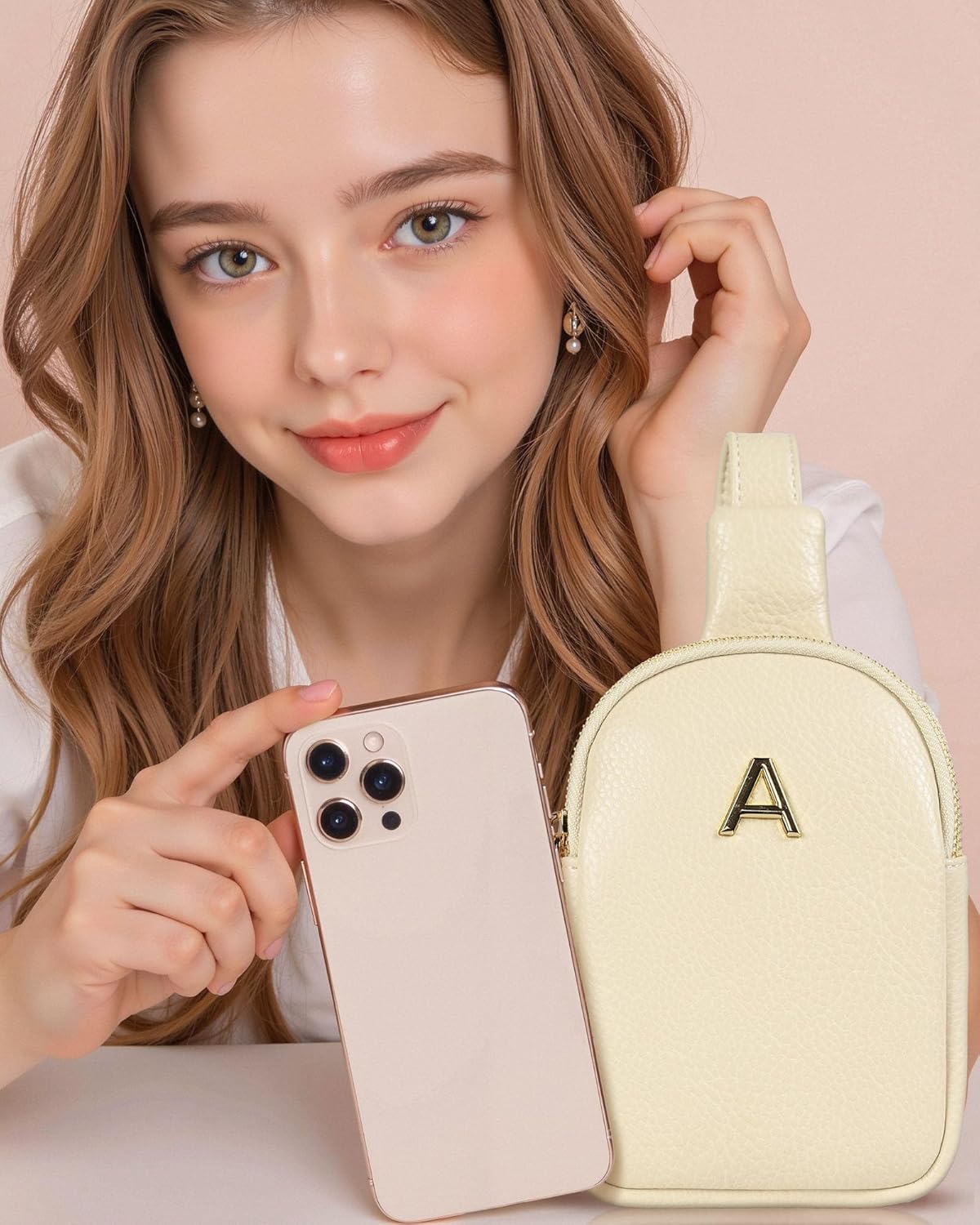 Flower Girl Gifts, Cute Initial Fanny Pack Sling Bag for 4 5 6 7 8 Year Old Girls, Gift for Preteen Teens, Handsfree Lightweight Travel Phone Purses, Personalized Gifts for Multi Occasion