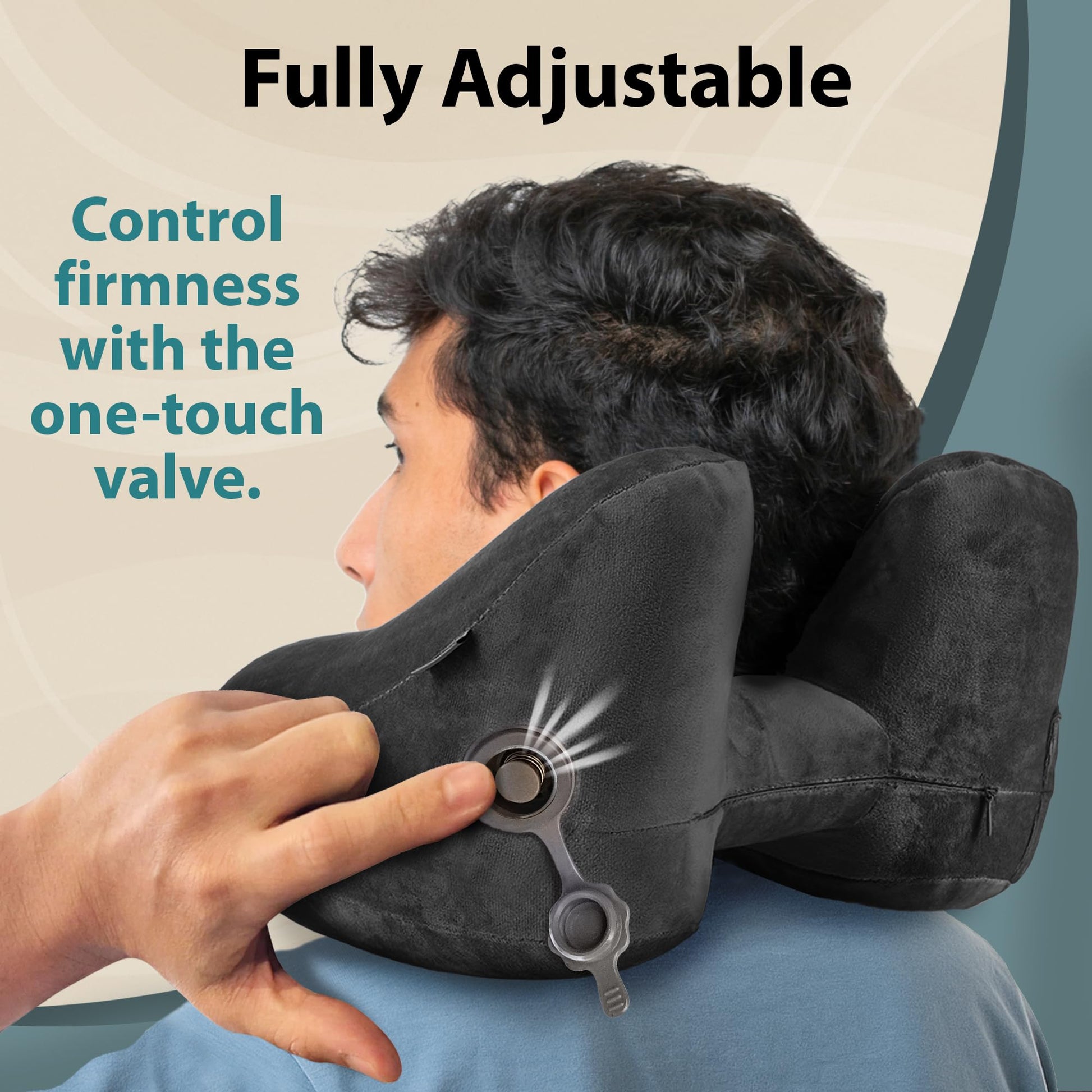FLOWZOOM Air Inflatable Neck Pillow for Traveling on Plane - H-Shape Hooded Airplane Pillow with 5