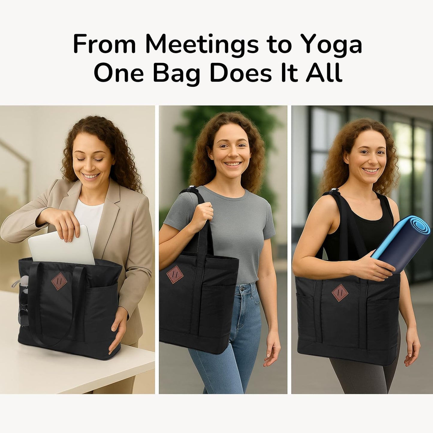 Women’s Work Tote Bag – Lightweight Laptop Shoulder Bag (Fits 15.6″), Multi-Pocket Organizer for Office & Travel