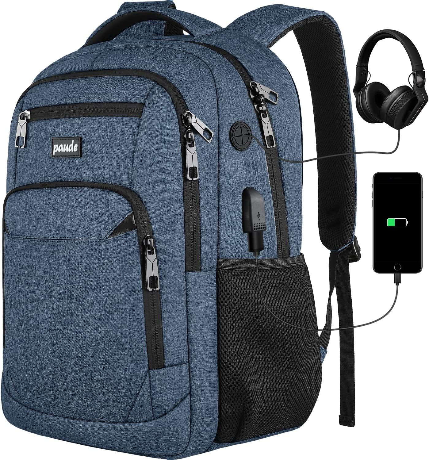Paude Backpack School, Laptop, Bookbag for Teen Boys 15.6 Inch College, Business, Work, Travel (Blue, 15.6 inch)