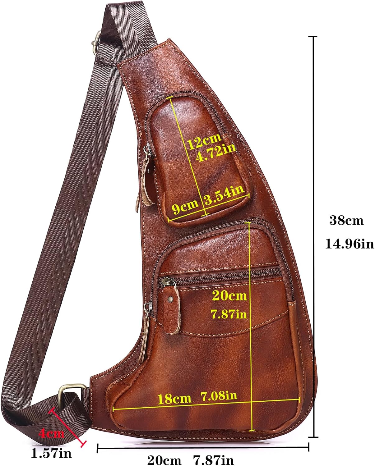 Genuine Leather Sling Bag for Men Women Backpack Chest Shoulder Satchel Crossbody Bags Casual
