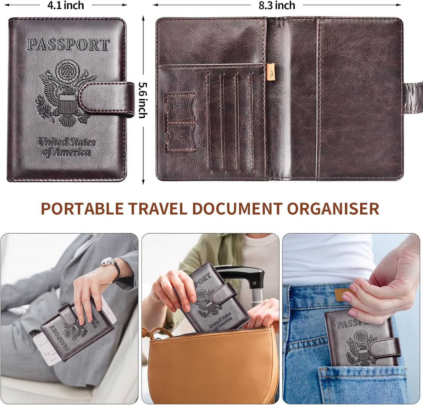 Herain Passport Holder for Travel Cruise Essentials, 2 Pcs Passport Cover Wallet Case Women Men Family, RFID Passports Book Card Holders Travel Accessorie Gifts Must Haves