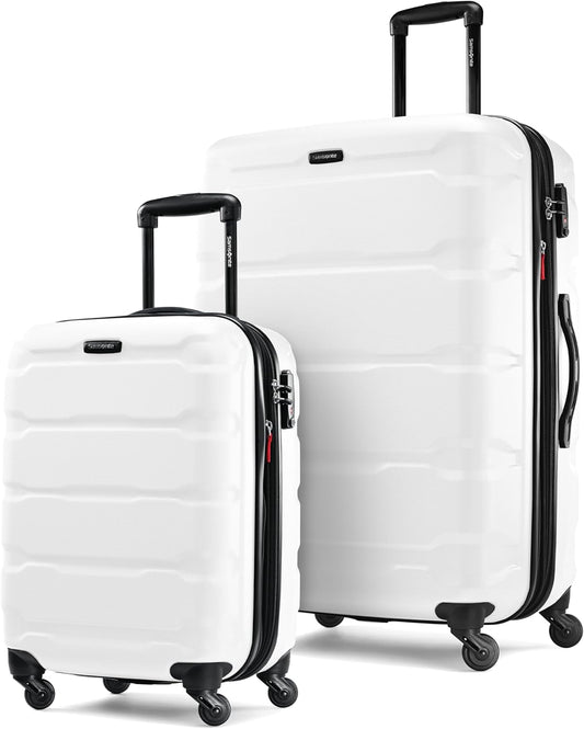 Samsonite Omni PC Hardside Expandable Luggage with Spinner Wheels, White, 2-Piece Set (20/28)