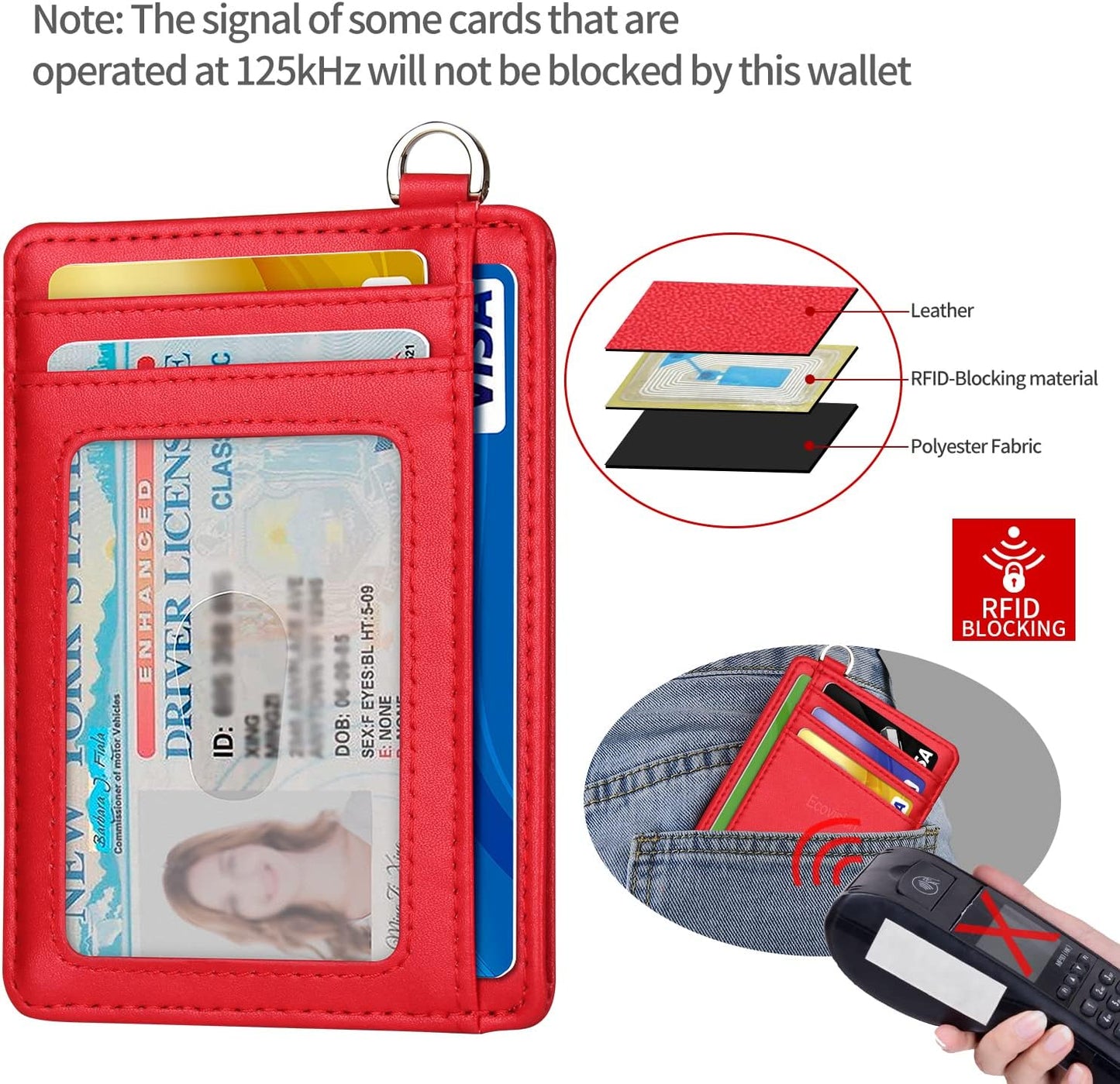 EcoVision Slim Minimalist Front Pocket Wallet, RFID Blocking Credit Card Holder Wallet with Detachable D-Shackle for Men Women