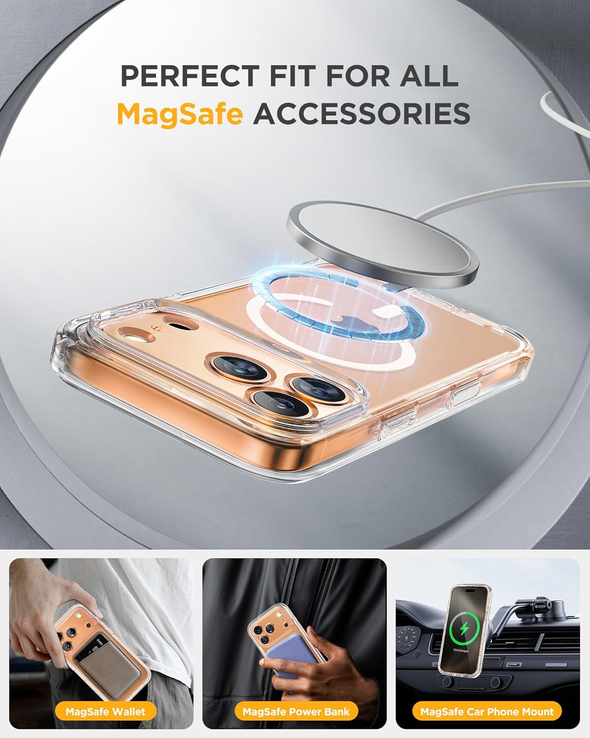 Miracase for iPhone 17 Pro Max Case 6.9" Full-Body Phone Case with Built-in Glass Screen Protector& Full Camera Protector,[Magnetic with MagSafe] Drop Proof 17 ProMax Cover, Clear
