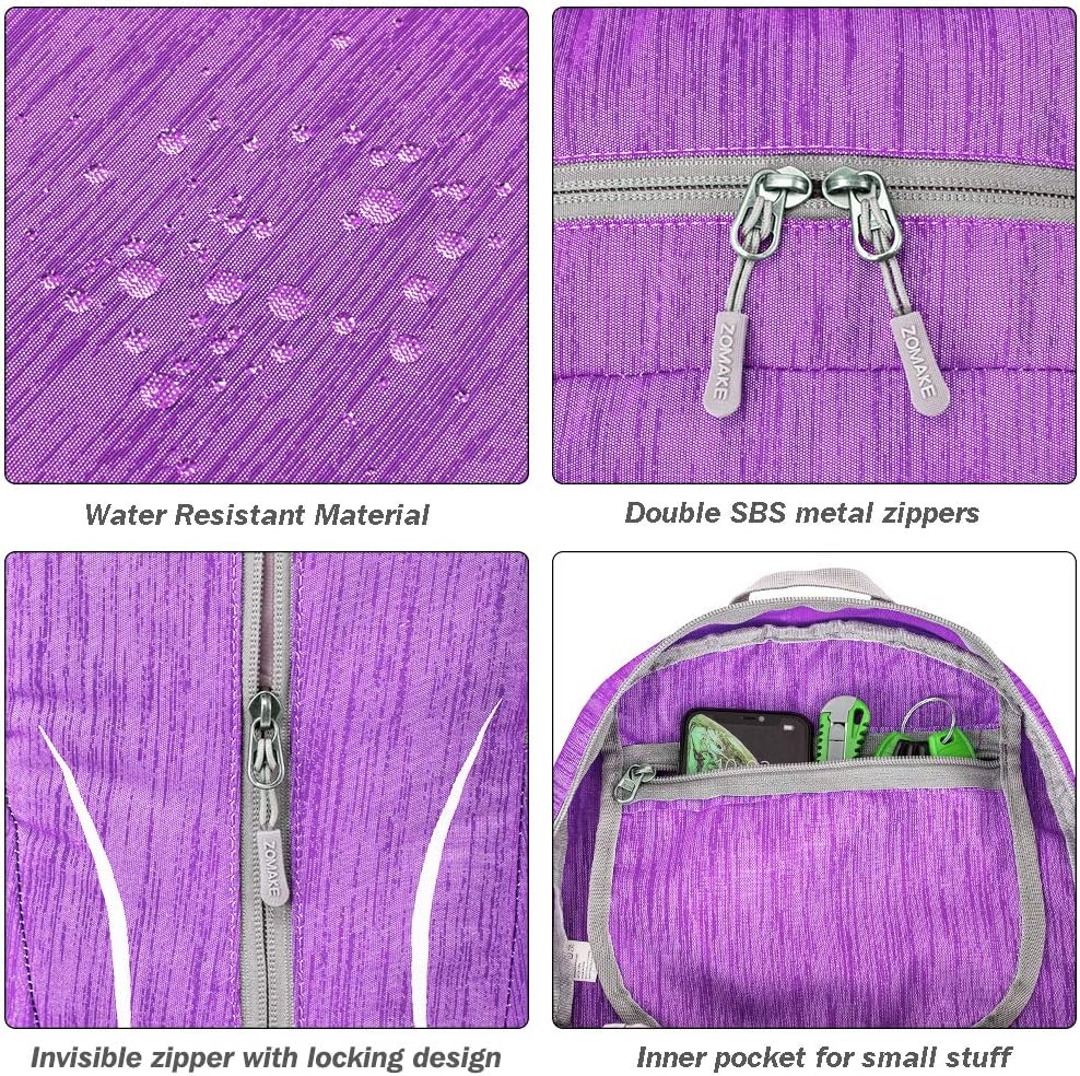 ZOMAKE 25L Ultra Lightweight Packable Backpack, Foldable Hiking Backpacks Water Resistant Small Folding Daypack for Travel(Purple)