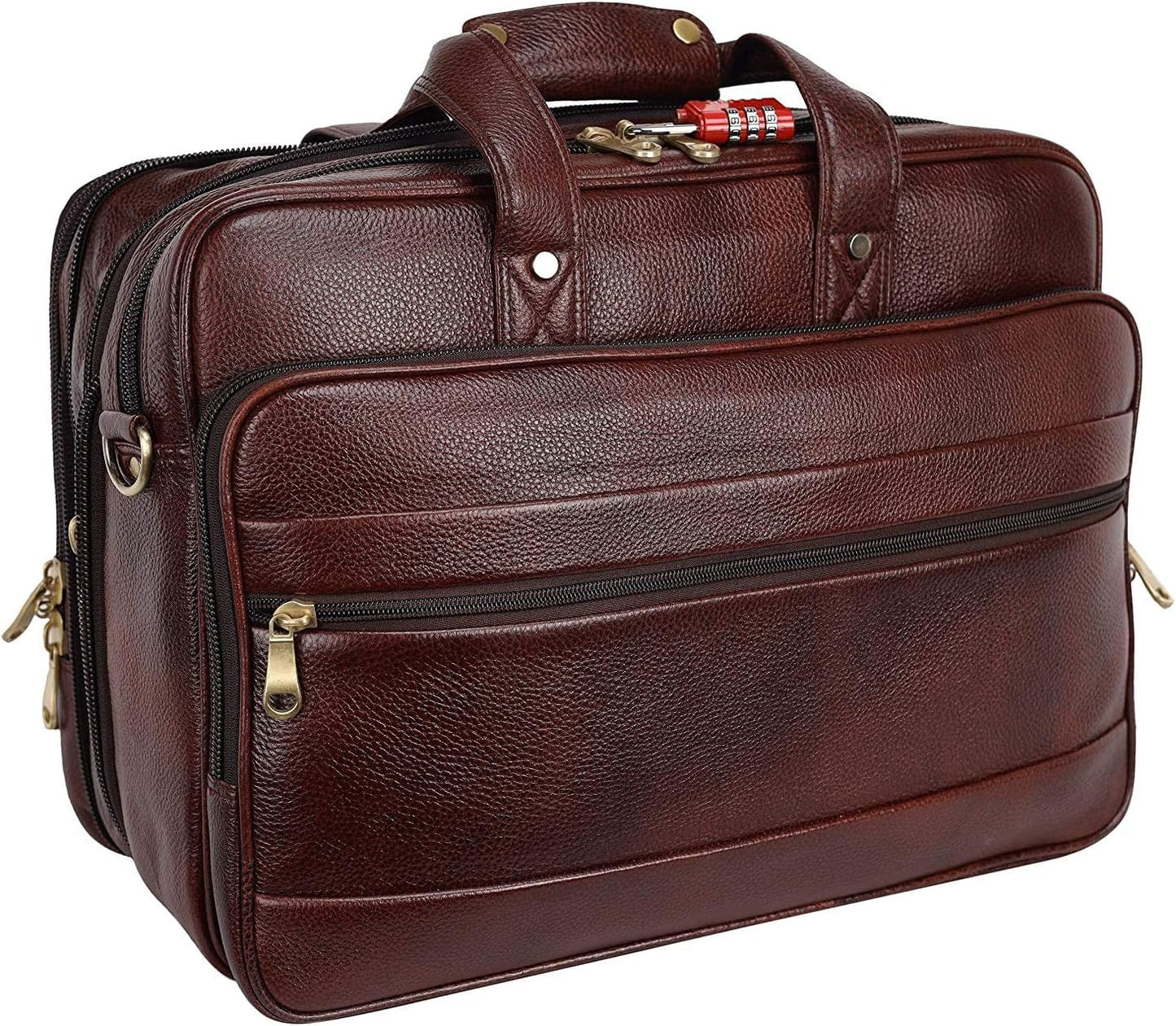 Full Grain Leather 16 Inch briefcases Laptop Messenger Bags for Men and Women Expandable Business Bag Leather Satchel Bags
