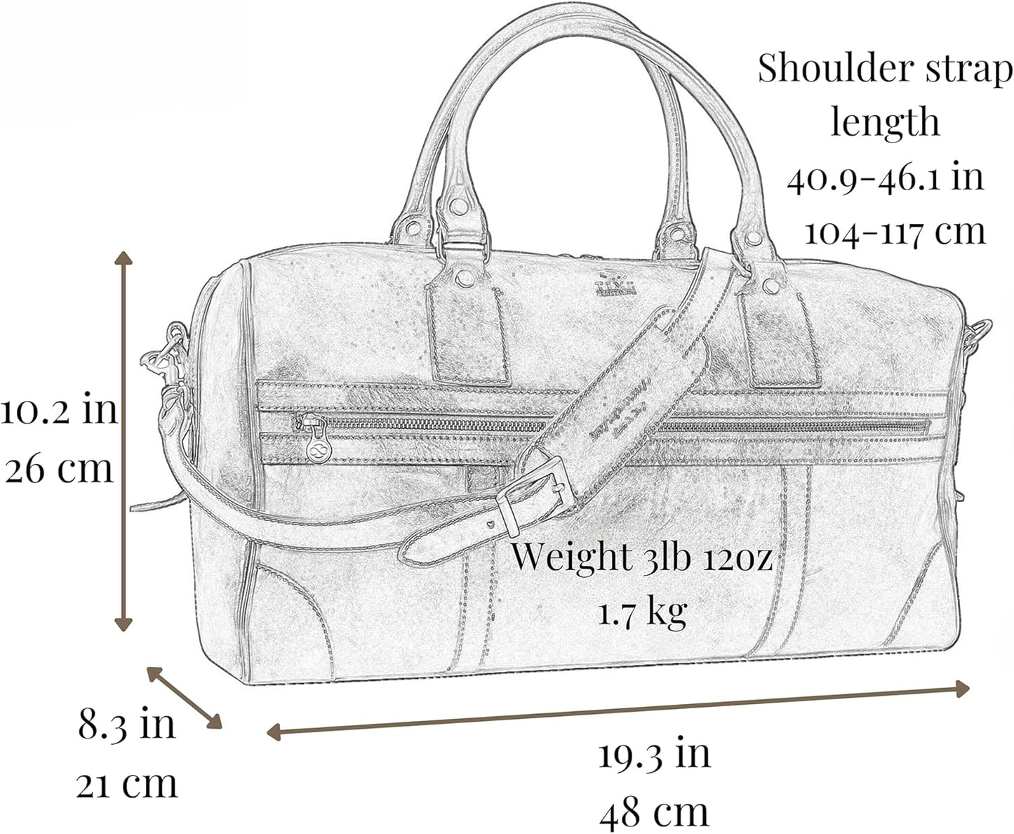 Time Resistance Leather Travel Bag - Duffel Weekender Bag (Brown)