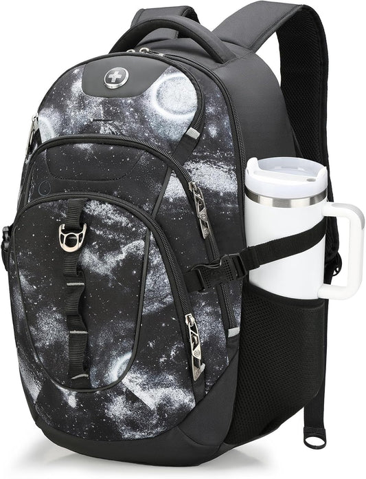 Swissdigital Laptop Backpack with USB Charging Port, Travel Backpack Fits 15.6 inches Computer, 31L Backpack for Men, Starry Sky | SD803