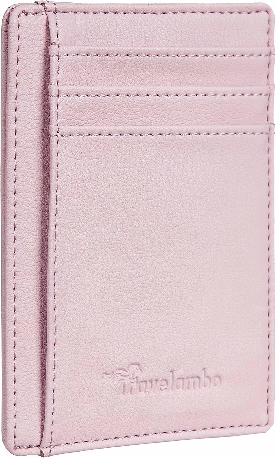 Travelambo Front Pocket Minimalist Leather Slim Wallet RFID Blocking Medium Size