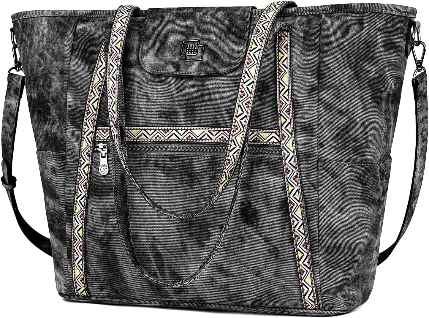 FADEON Large Laptop Tote Bag for Women Designer Leather Laptop Bag Fashion Travel Backpack Purse Shoulder Handbag