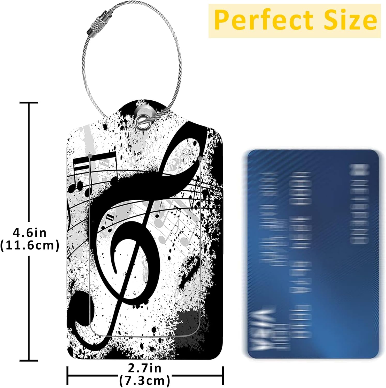 2 Pack Luggage Tags for Suitcases,Music Notes Luggage Tag,PU Leather Id Label Luggage Tags with