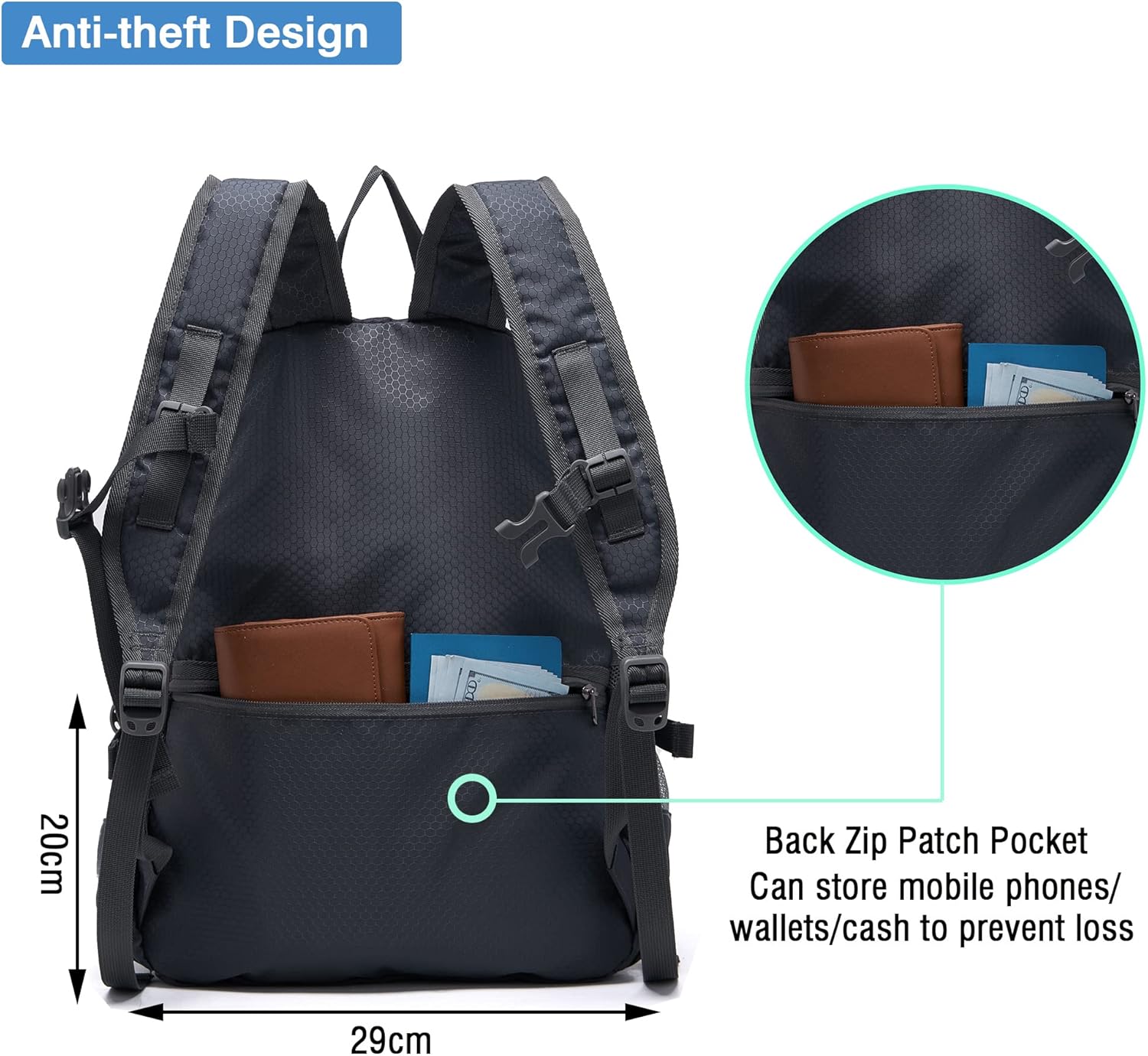 YZAOLL Small Lightweight Packable Hiking Backpack, 20L Hiking Backpack Day Pack for Women Men