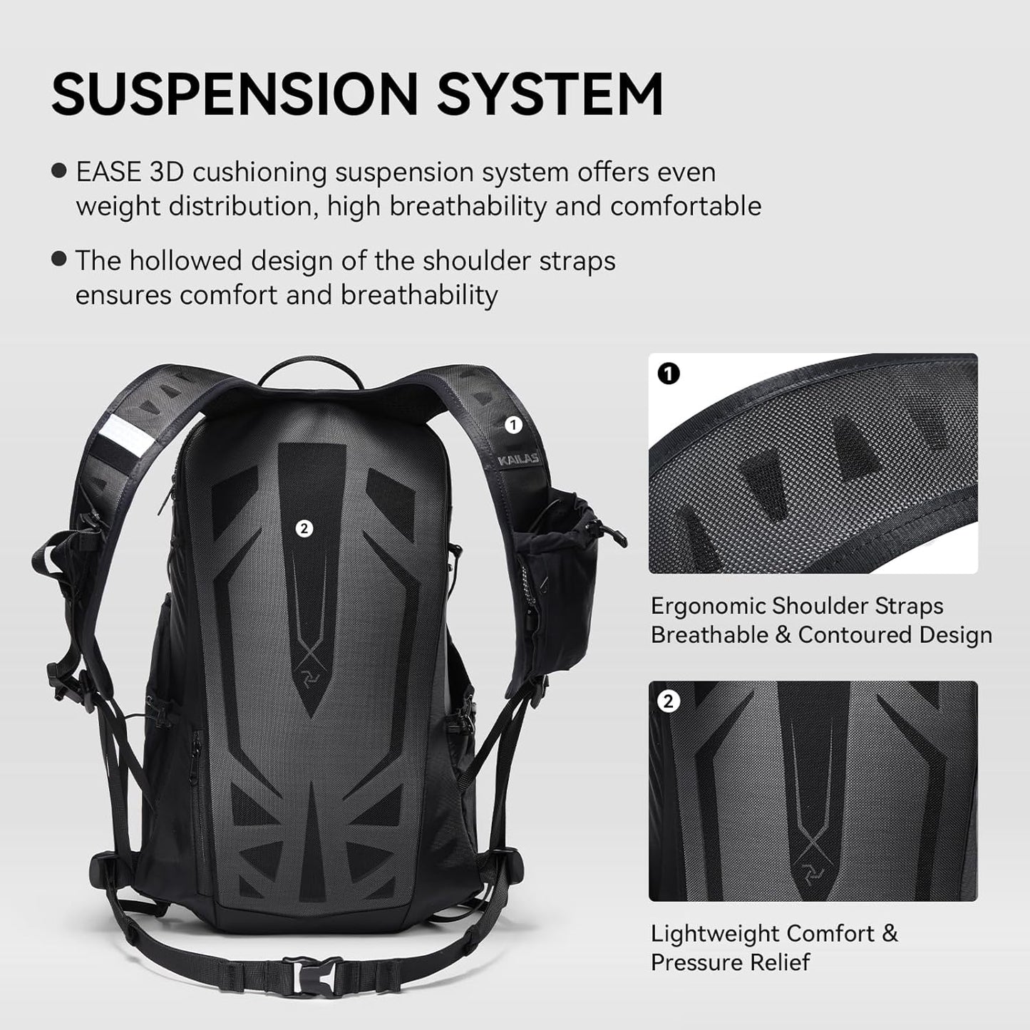 KAILAS Far Mountain16L Lightweight Hiking Backpack Trekking Daypack Small Backpacks Traveling Camping Silent Black