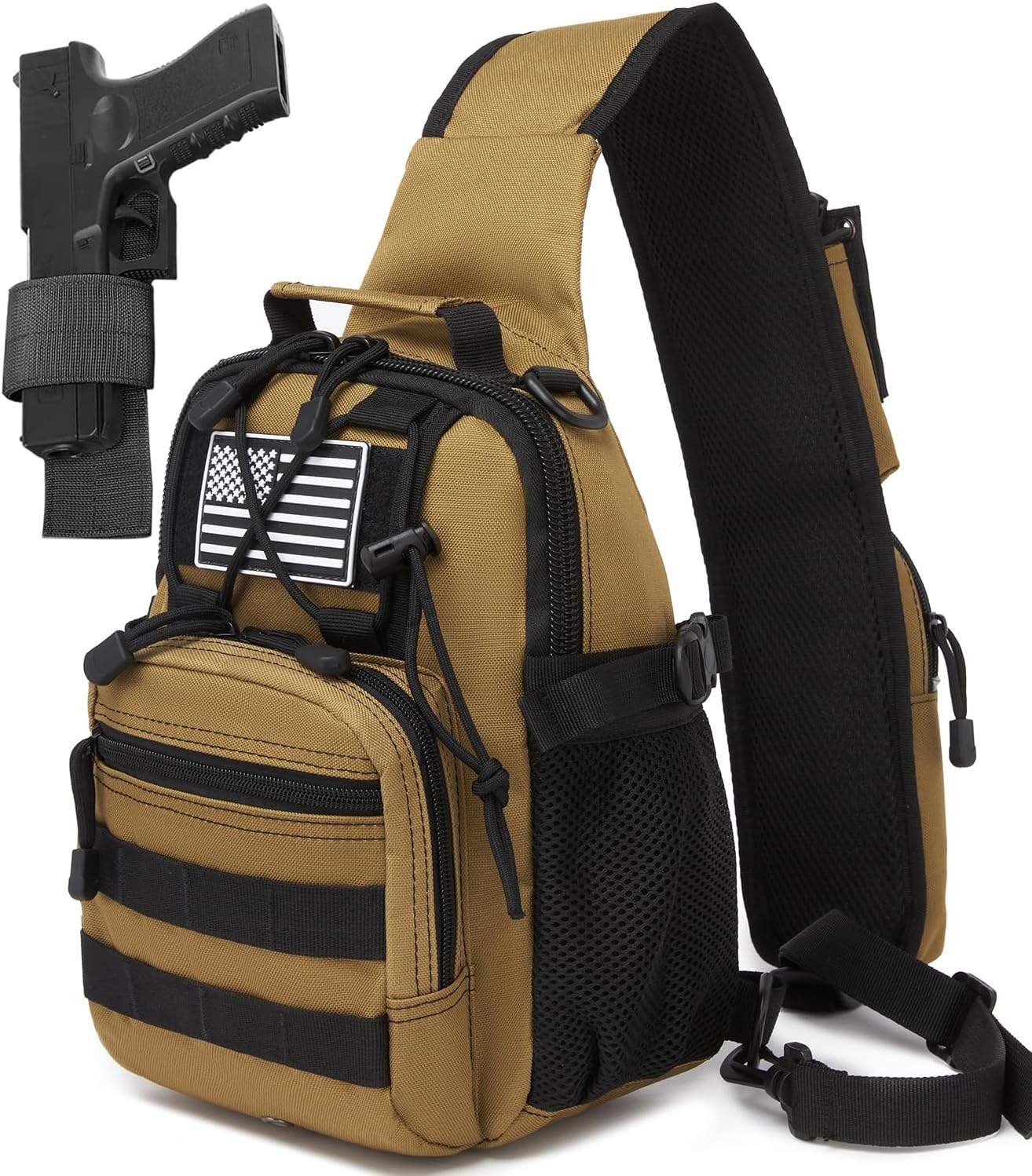 ATBP Small Tactical Holster Sling Backpack Accessories Shoulder Pouch Water Bottle & Radio Holder Crossbody Bag for Men